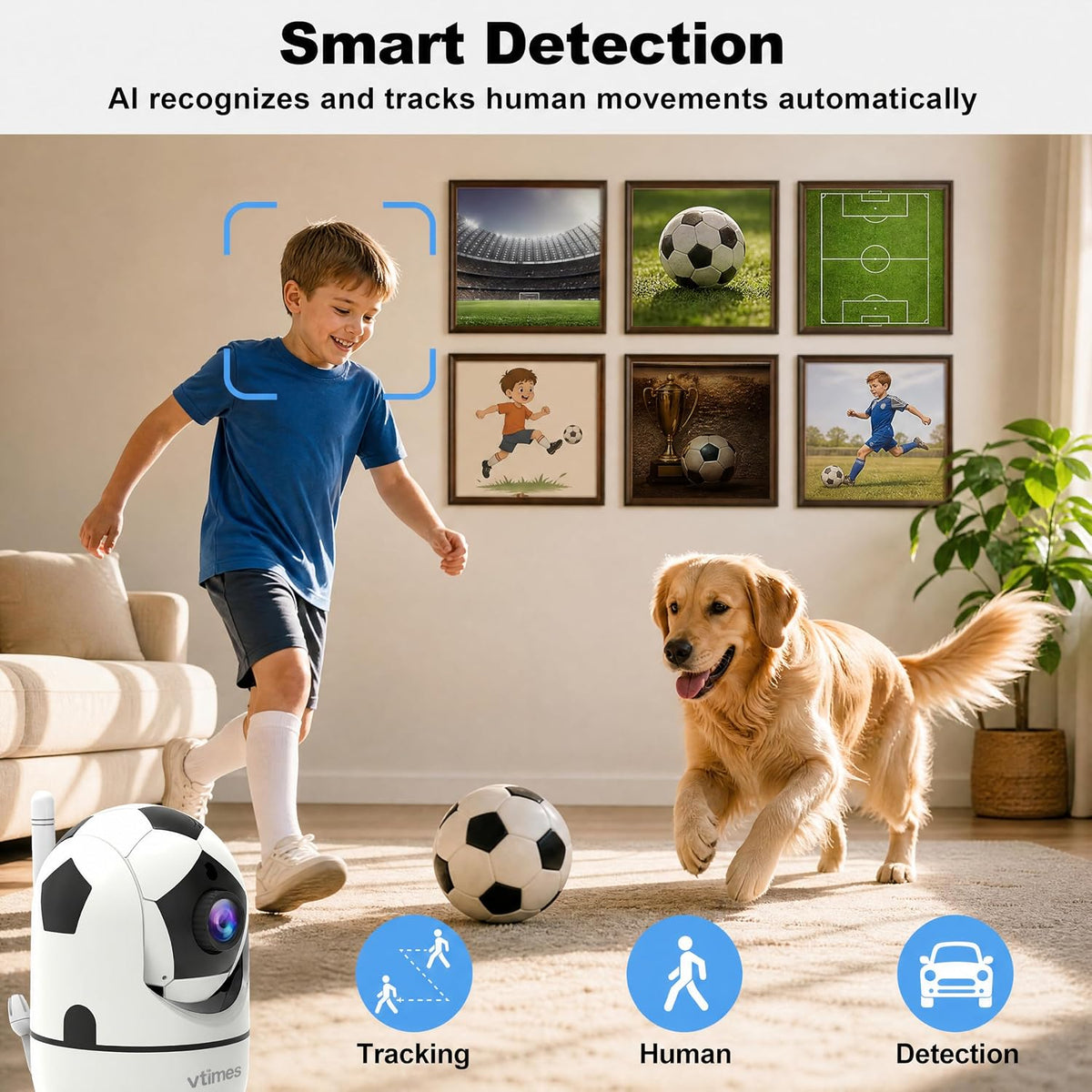 VTimes 1080P Pan/Tilt Indoor Camera, WiFi Cameras for Home Security
