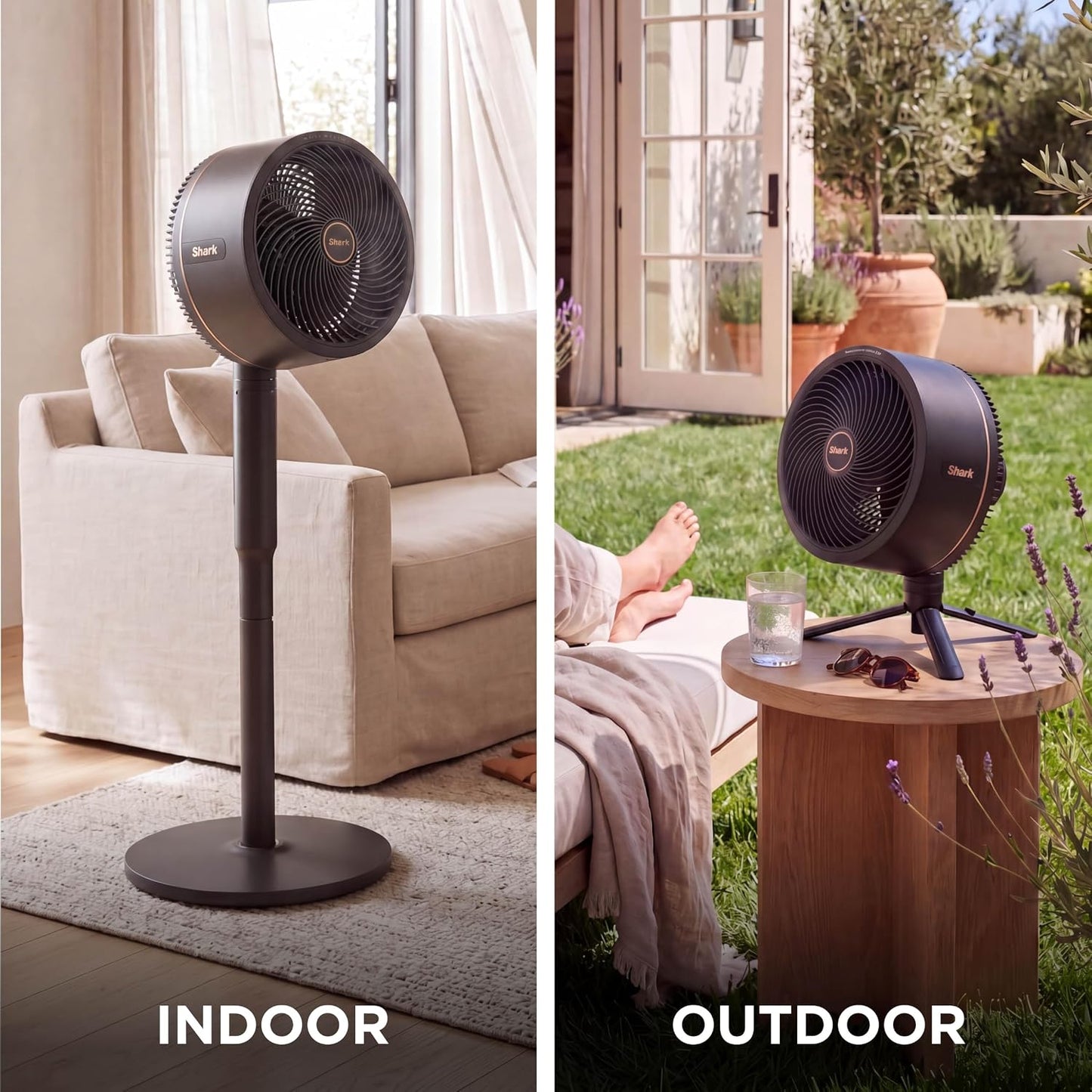 Shark FlexBreeze 2-in-1 Fan with Misting Attachment, Charcoal, FA222 | Corded/Cordless, Pedestal to Tabletop, up to 24-Hr Battery, up to 70 Ft of Power, 5 Speeds, with Outdoor Misting Attachment