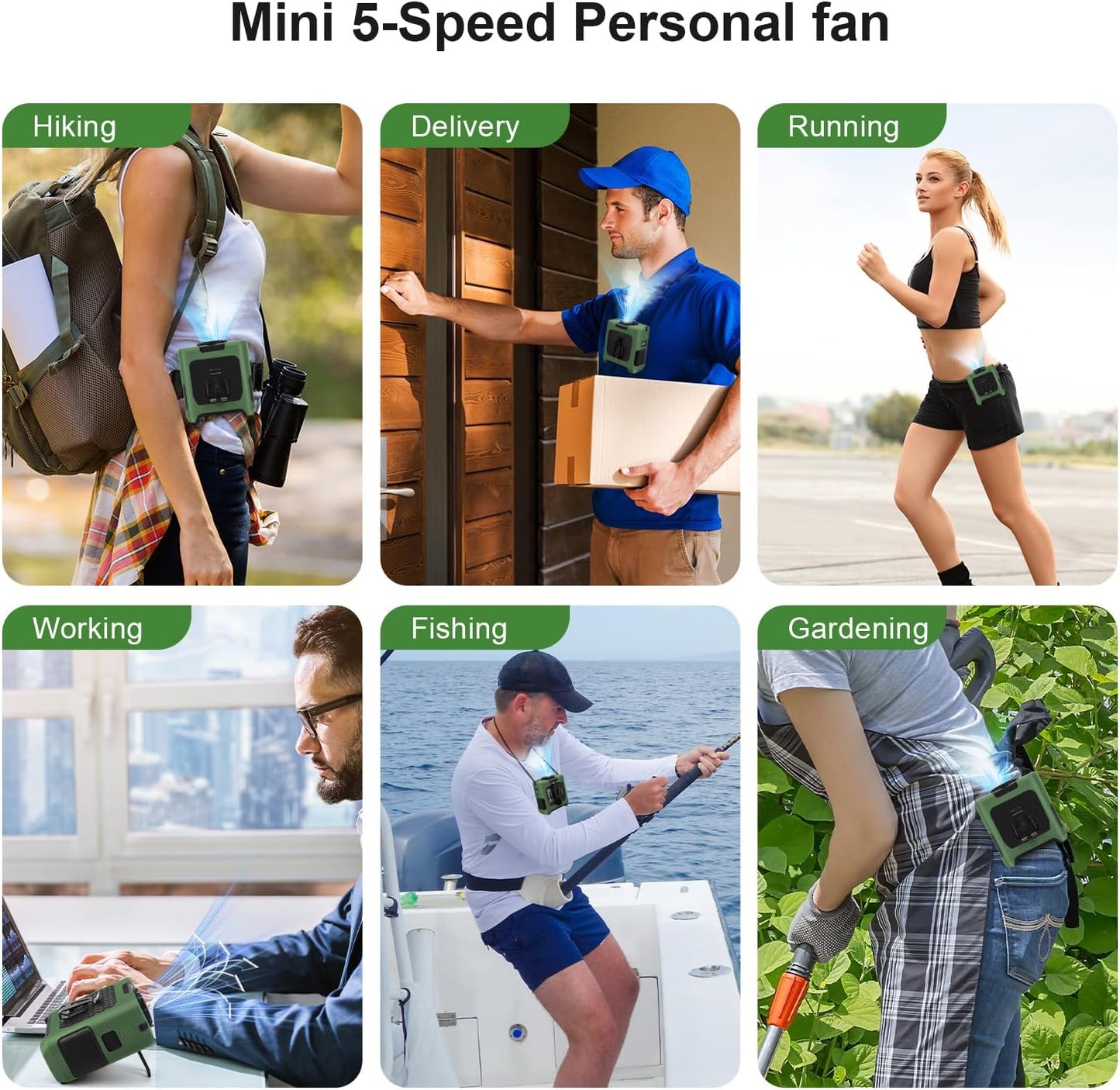 FANSYJKJ Portable Waist Fan Personal Fan | Cooling Body,Clip Belt Shirt Fans For Outdoor,5 Speed,Max 55H Runtime,Low Noise