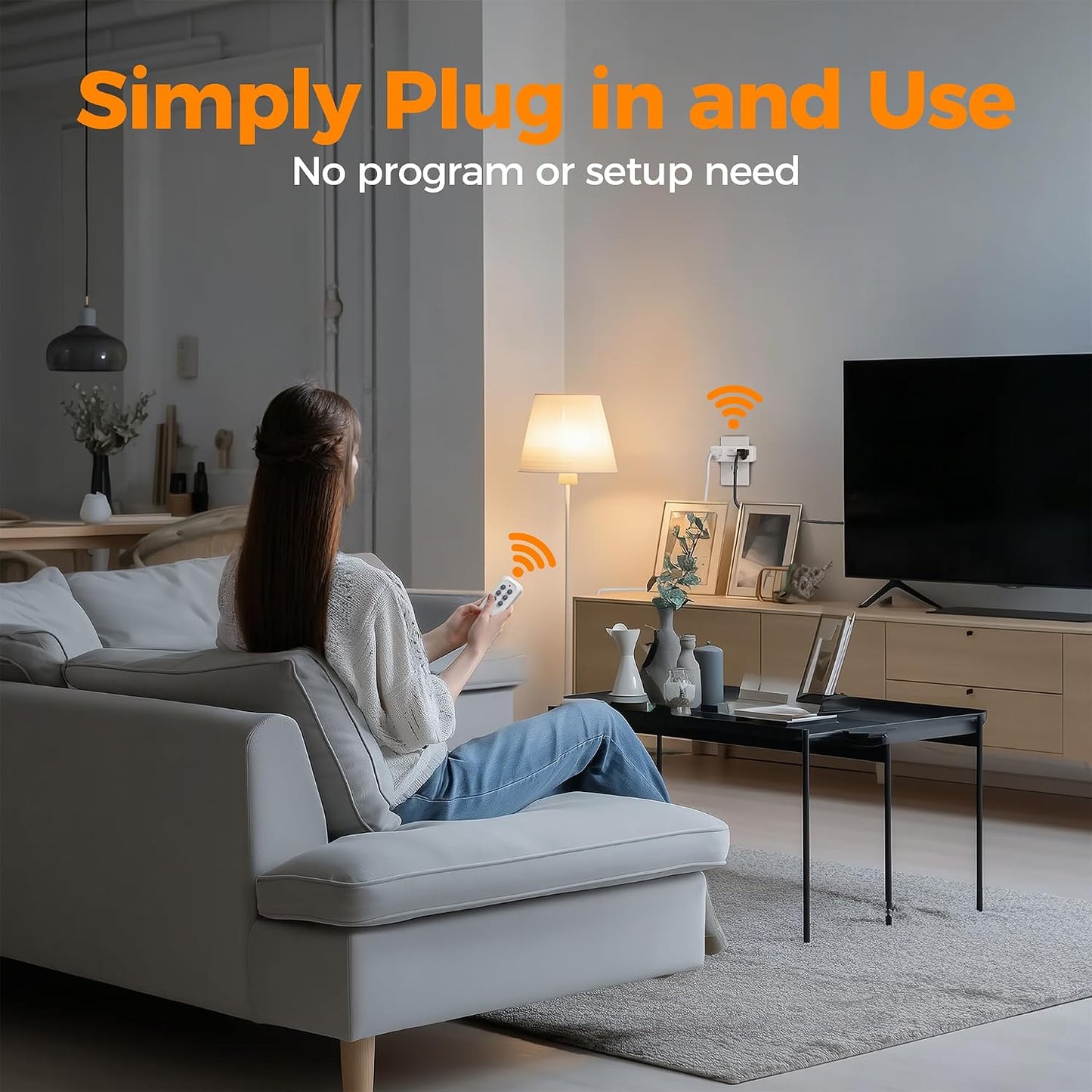 TESSAN Remote Control Outlet Plug, Wireless Switch with 2 Sockets | ON/Off Remote Outlet Switch for Indoor Lights, Lamps, Fans, Home Small Appliances, 100 Ft Range,1875W