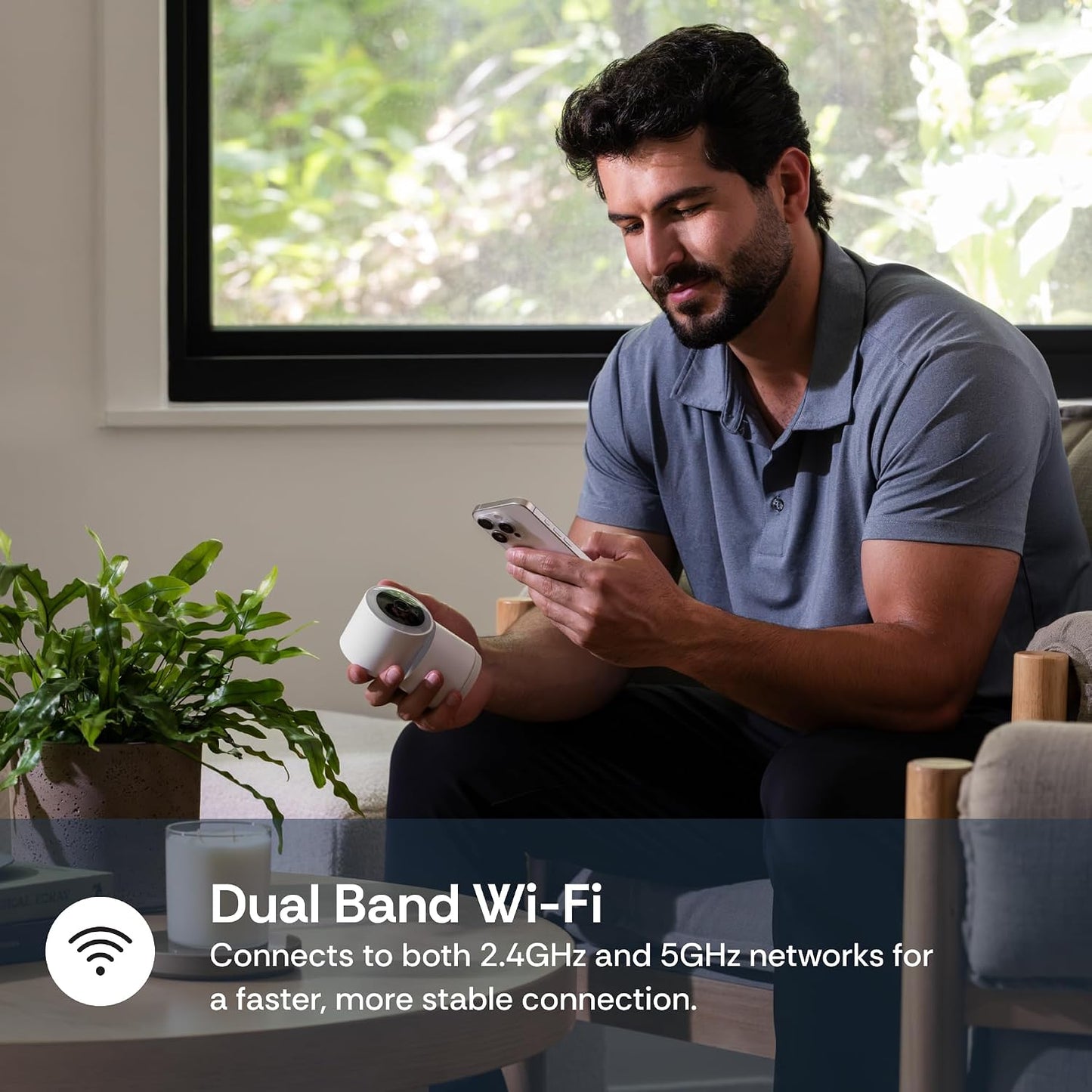 Luna 2K Indoor Camera for Home Security, Dual-Band WiFi 360° Pan-Tilt | Built-in Spotlight, Motion Detection & Human Auto Tracking, Siren, Pet/Dog/Baby Camera with Phone App