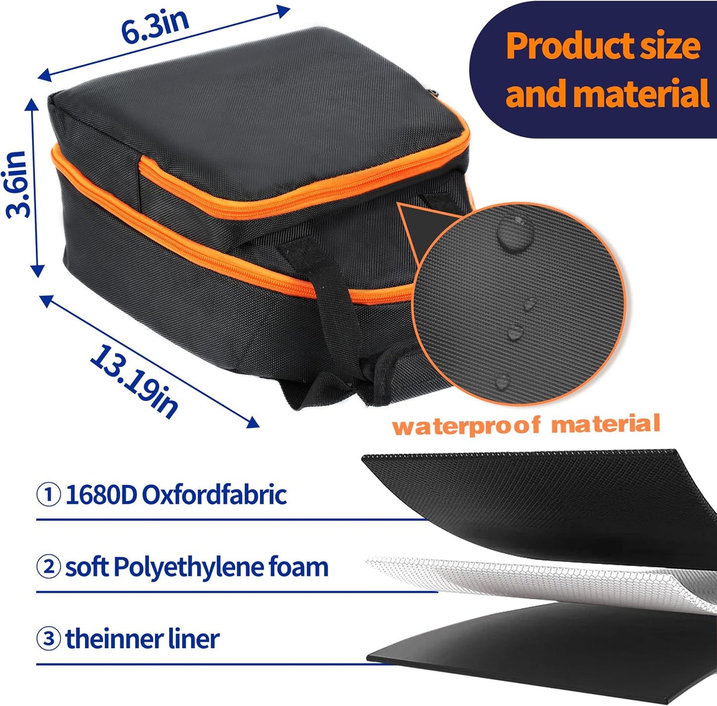 Carrying Waterproof Bag Compatible with OutdoorMaster Paddle Board Pump The SHARK/The Dolphin SUP Pump, Electric air pump bag Portable Storage Pocket for Paddle Board Accessories(Box Only)