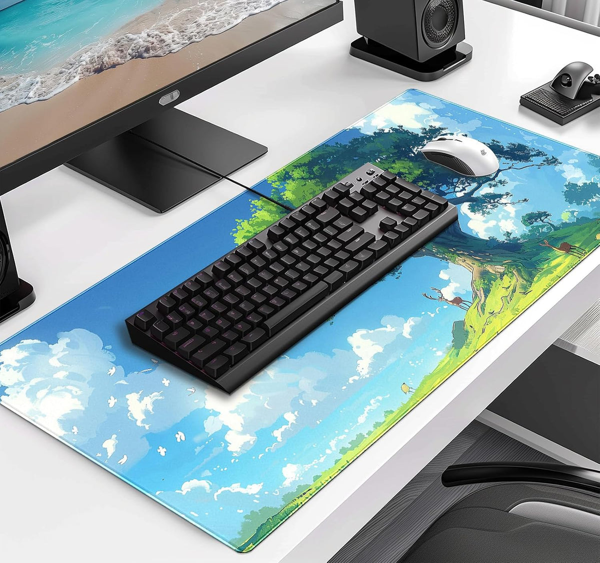 Large Green Plant Outdoor Landscape Office Desk Pad, Computer Mouse Pad