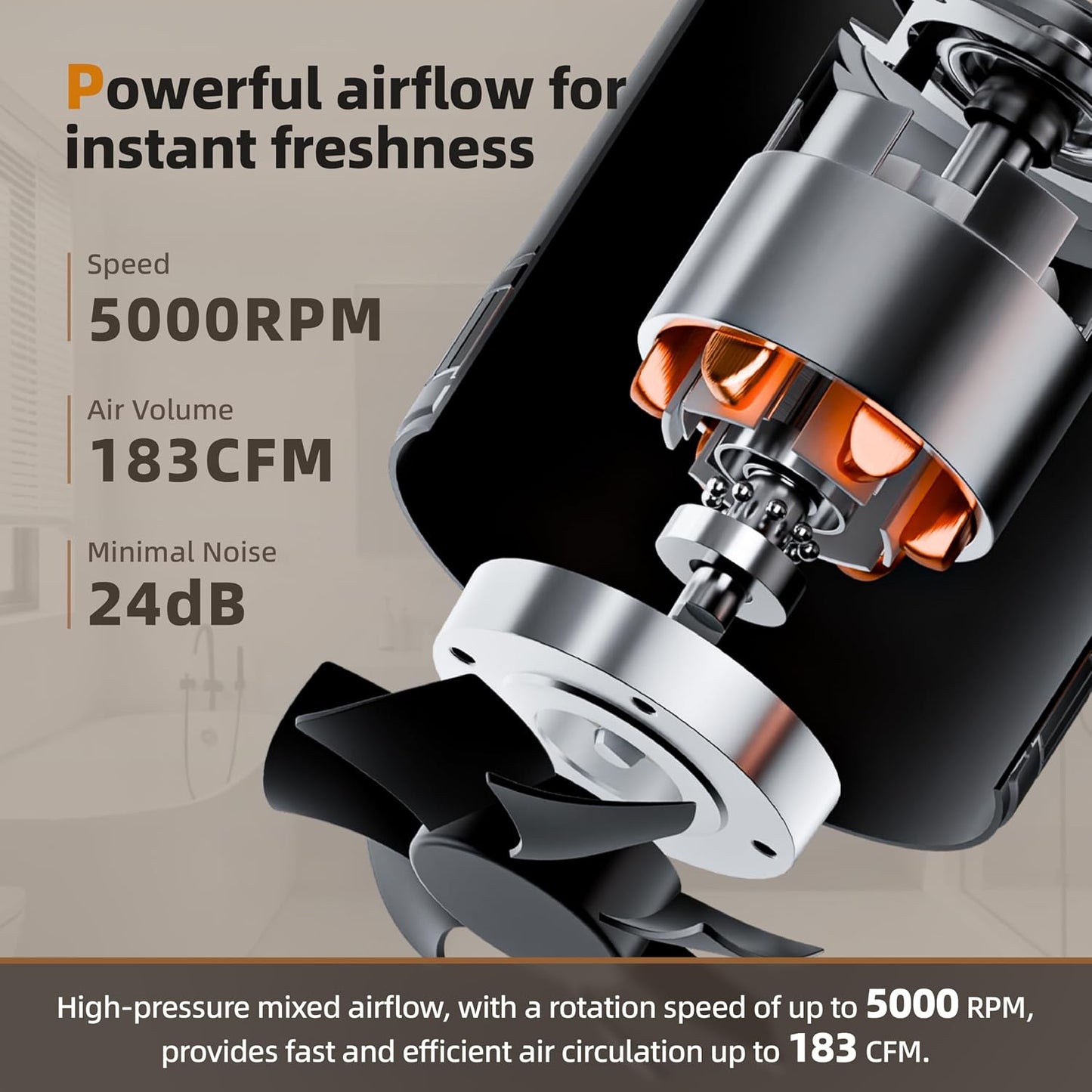 4 Inch Inline Duct Fan Kit with Timer Humidity Sensor Remote Control | Smart Humidity Sensor,6 Speeds,5000 RPM Airflow,24 dB Low Noise,Easy Installation in Grow Tents Basements