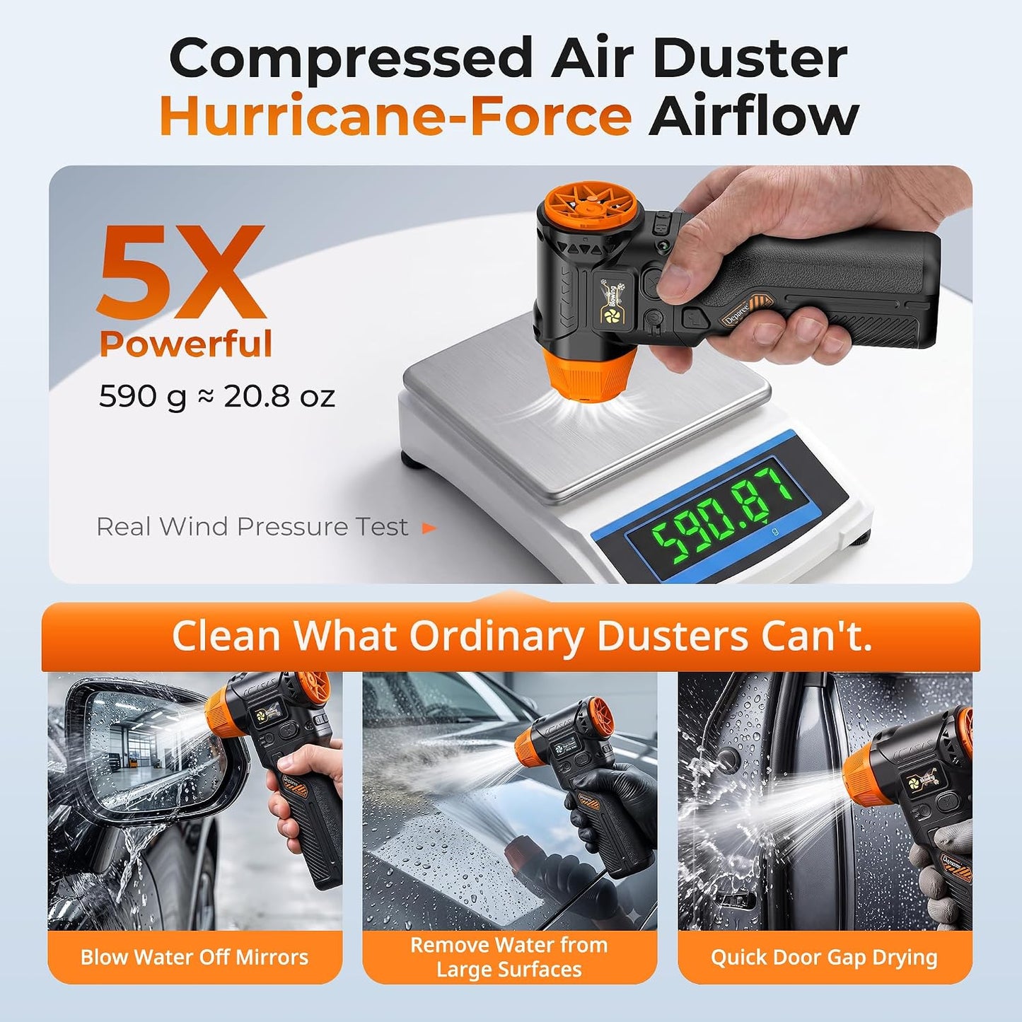 J40 Next-Gen Smart Air Blower, Compressed Air Duster, 2 Swappable Batteries, Hurricane-Level Airflow, Variable-Speed Control, Smart Display, Car Detailing, Garage, Home Cleaning, Outdoor Use - Black