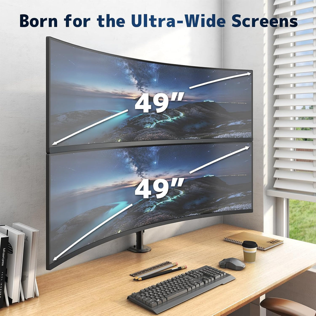 Dual Ultrawide Monitor Mount for 17-49'' Screens