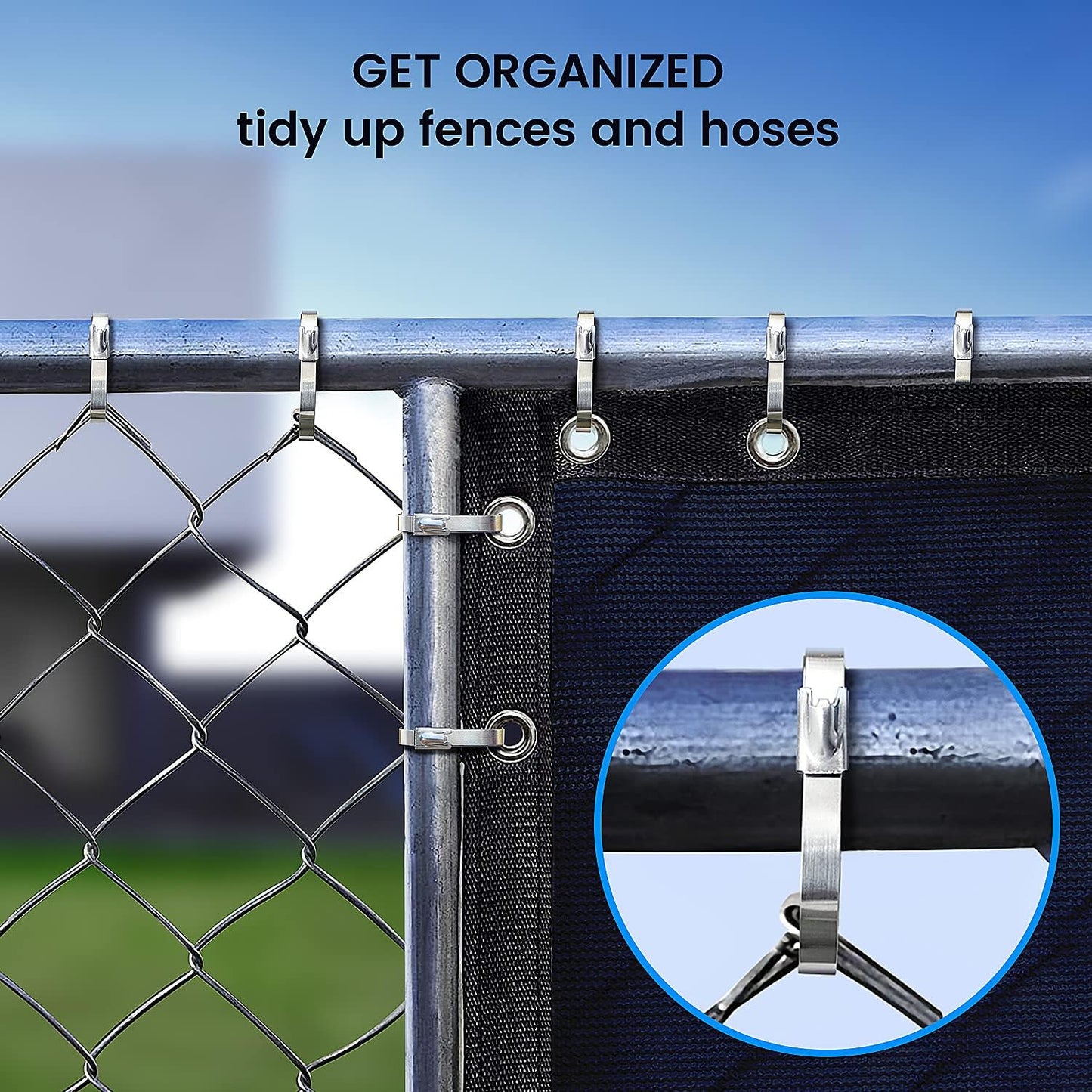 Metal Zip Ties Heavy Duty 11.8 Inch 304 Stainless Steel Cable Tie | 100 Pcs All-Weather Fastener Straps for Chain Link Fence, Exhaust Wrap &amp; Outdoor Wire Mesh
