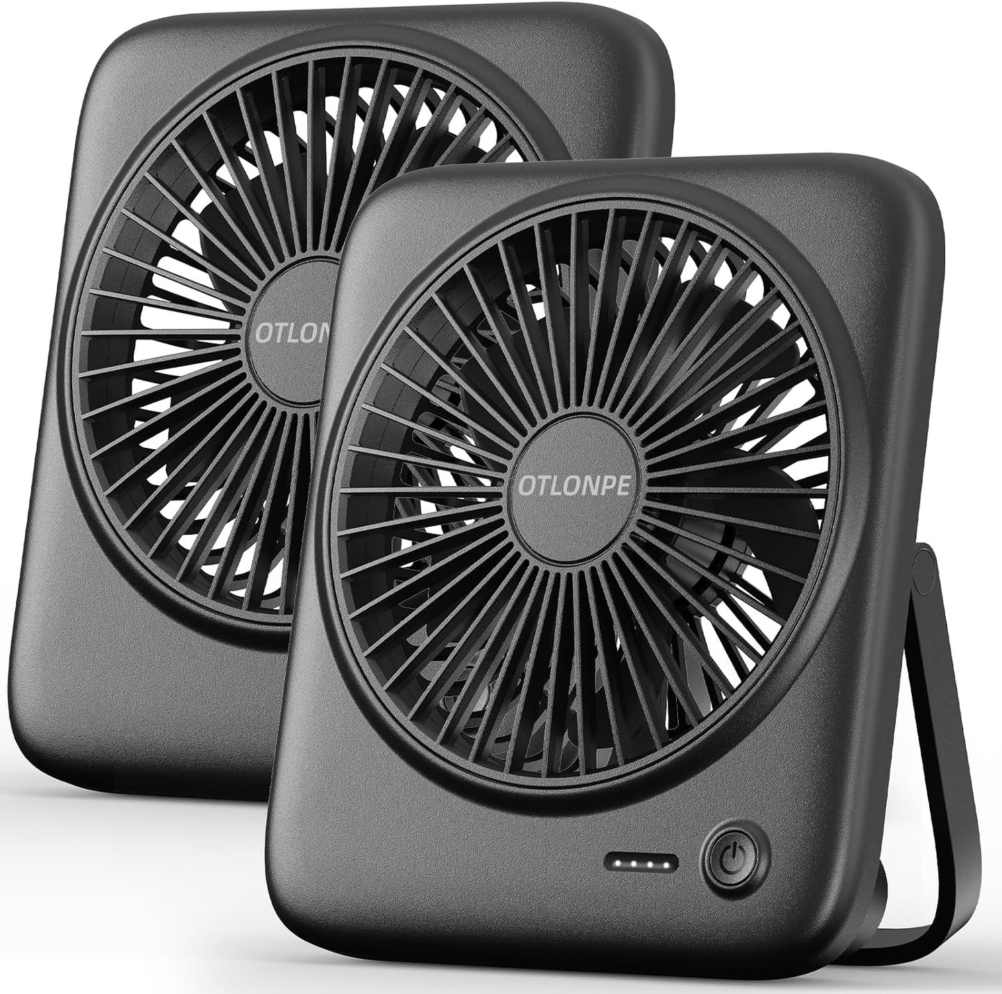 Otlonpe Personal Portable Desk Fan 2 Pack, 4000mAh Small Rechargeable Portable Fan Battery Operated & USB Powered for Travel Sleeping Bedroom Office Home Table, Cordless, Quiet, 4-Speed, 6.5 Inch