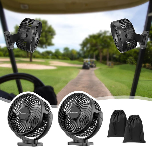 [Upgraded 2X Magnet] 2-Pack Magnetic Golf Cart Fan Rechargeable, 12000mAh Battery Operated Portable Fan with Light, Magnetic Base, Suitable for EZGO Club Car Yamaha, Golf Cart Accessories 2026