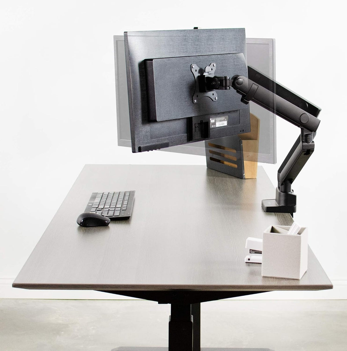 VIVO Premium Aluminum Full Motion Dual Monitor Desk Mount Stand with Lift Engine Arm, Fits Ultrawide Screens up to 35 inches, STAND-V102BB