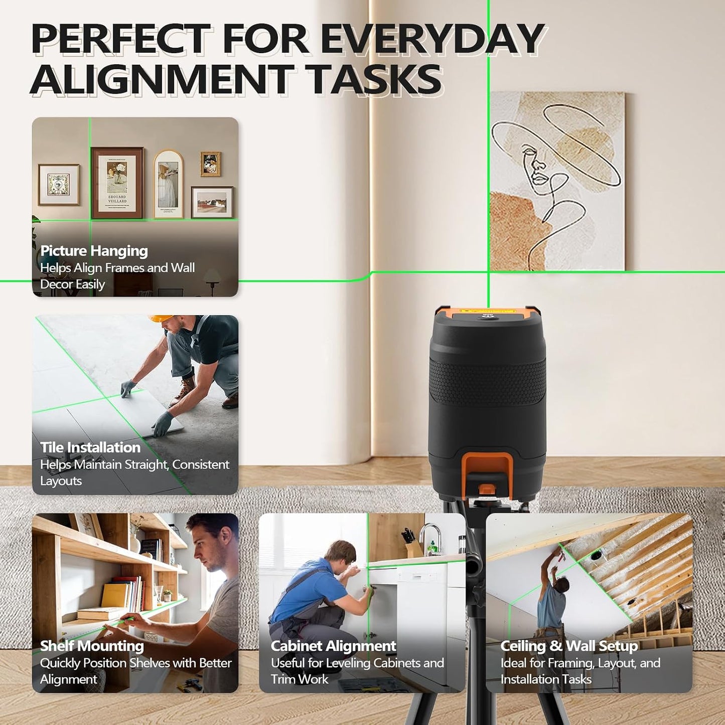 Pocket Cross-line lasers level Green L90 lazer leveler tools | Compact and Durable, Self-Leveling with Pendulum Lock, Withstands 4-FT Drops, Ideal for Picture Hanging, Cabinets, Tile, DIY