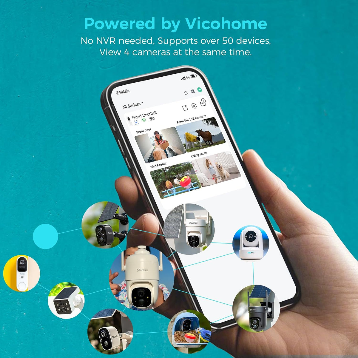 Vicohome 2K Security Camera Wireless Wi-Fi Indoor/Outdoor,Battery Powered,Easy to Setup,PIR Motion Detection,Two Way Audio, Audible Flashlight Siren,2.4GHz, Color Night Vision,180 Days Exchange Policy