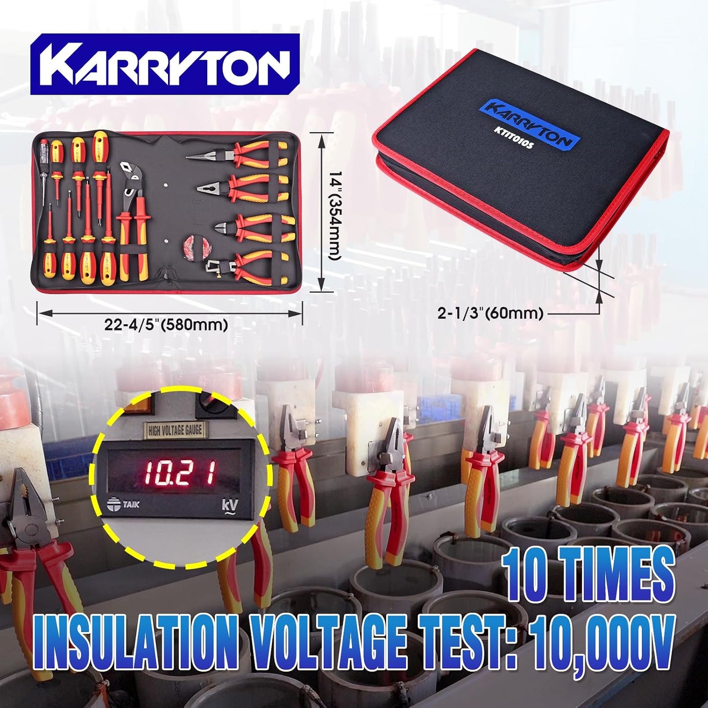 14PCS 1000V Insulated Electrician Tool Set | VDE certified electrical tools kit with pliers, screwdrivers, voltage tester, ideal for home and industrial electrical repair