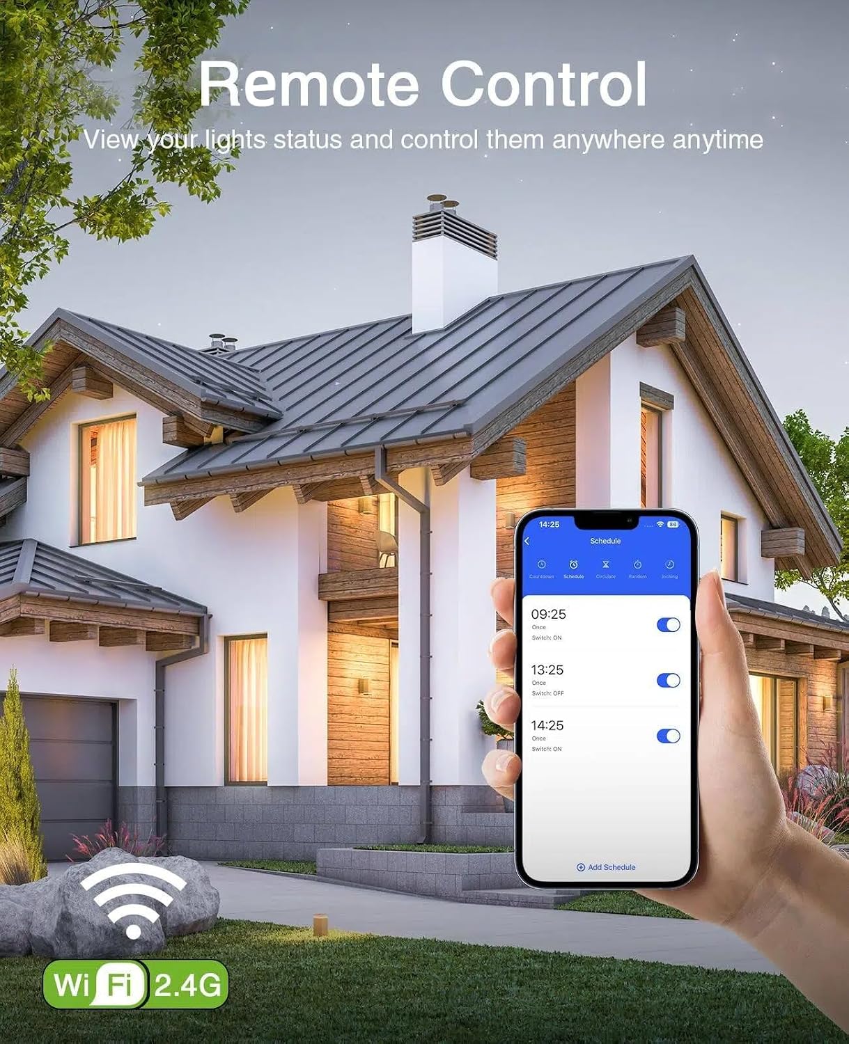 GHome Smart Switch, 3 Way Light Wi-Fi Switch Compatible with Alexa and Google Home, 2.4GHz Schedule Timer, Neutral Wire Required, 3-Way Installation and No Hub Required, FCC Listed (2-Pack), White