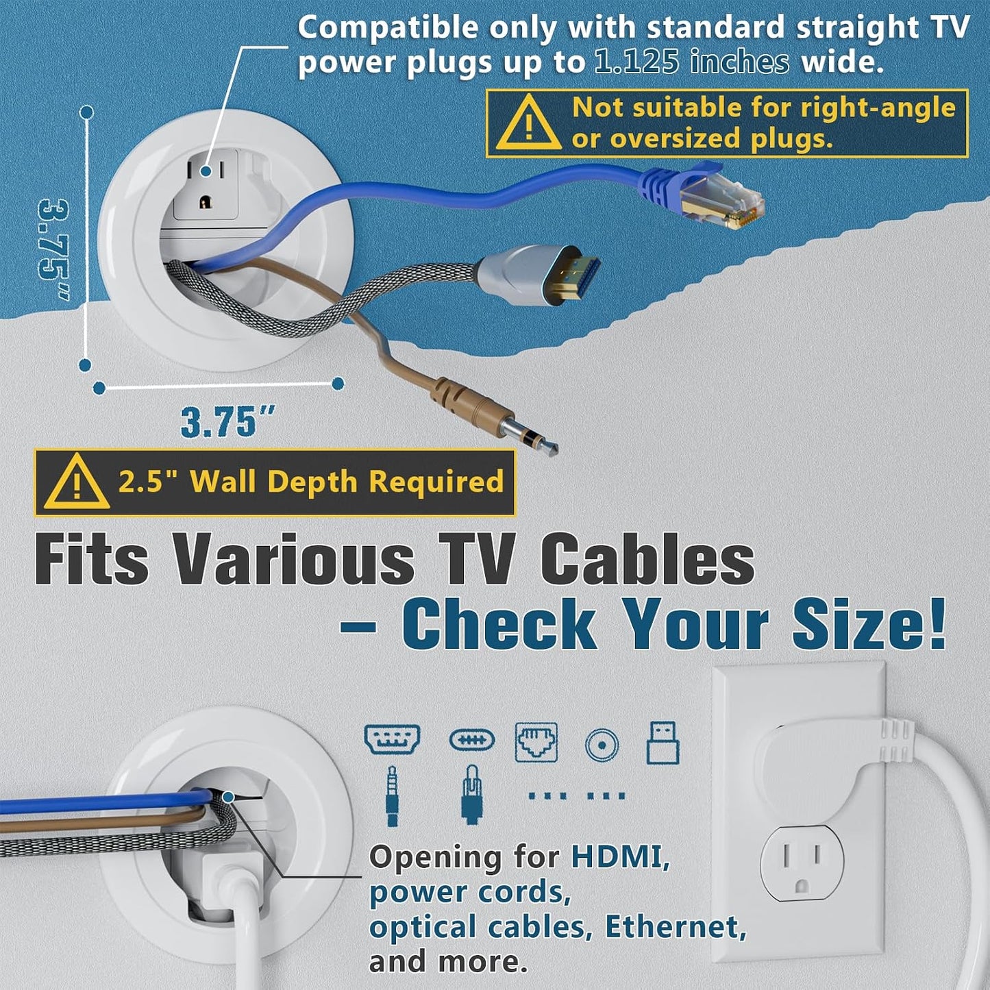 in Wall Cable Management Kit, Power & Low Voltage Wire Organizer with Hole Saw Drill for Easy TV Wall Mounting, TV Cord Hider for Wall & Clean Look