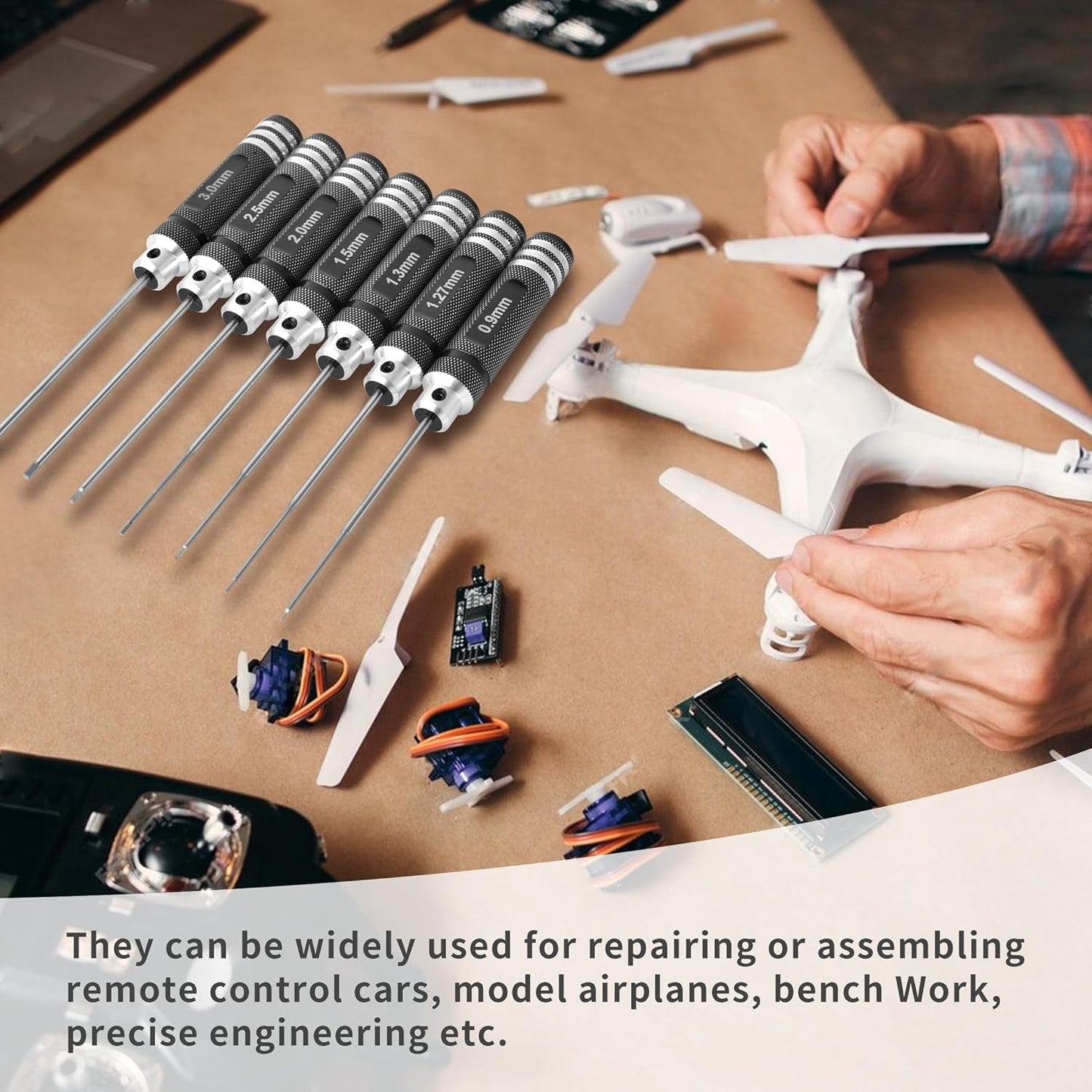 7pcs Precision RC Hex Screwdriver Set 0.9mm-3.0mm RC Tool Kit | Micro Allen Wrenches - Essential Repair Tools for RC Cars and Helicopters & 3D printer