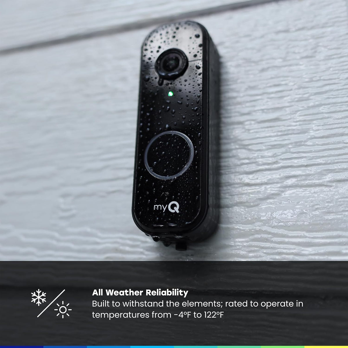 Chamberlain myQ Video Doorbell | 2K Camera, Battery/Wired, Color Night Vision, Live with 2-Way Talk, Motion Detection & Real-Time Alerts, 150 Deg Wide View, Black