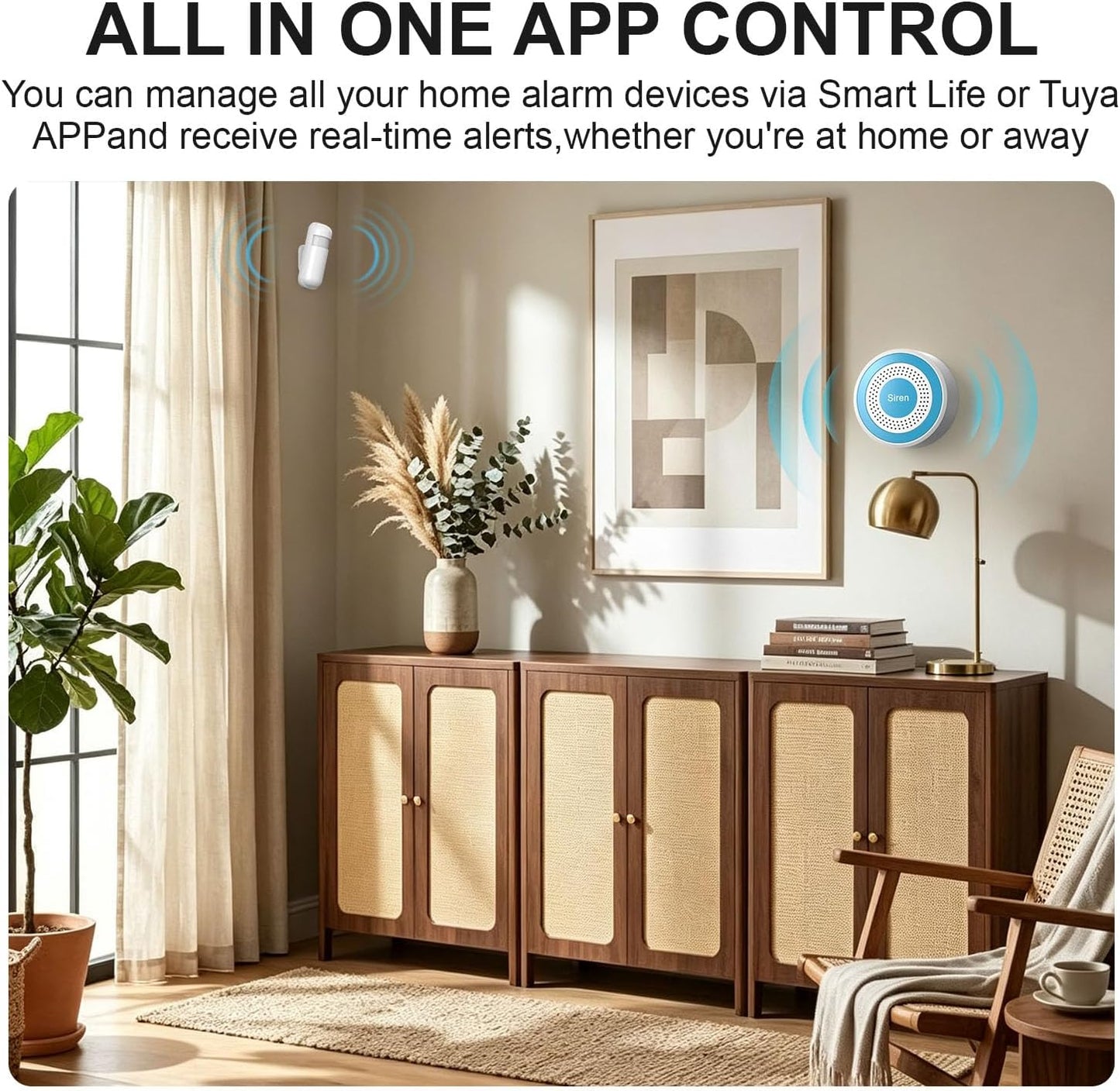 YBJ Home Alarm System, Alarm System for Home Security with 120dB Siren, Door Window Sensor, Motion Detector,Remote Control, SOS Button for Home,Shop, Garage, House