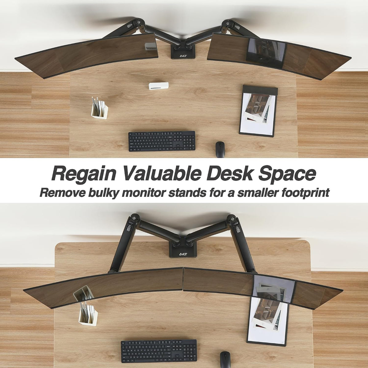 AVLT Dual Monitor Arm Desk Mount for 13-43" Screens, Heavy Duty - Black
