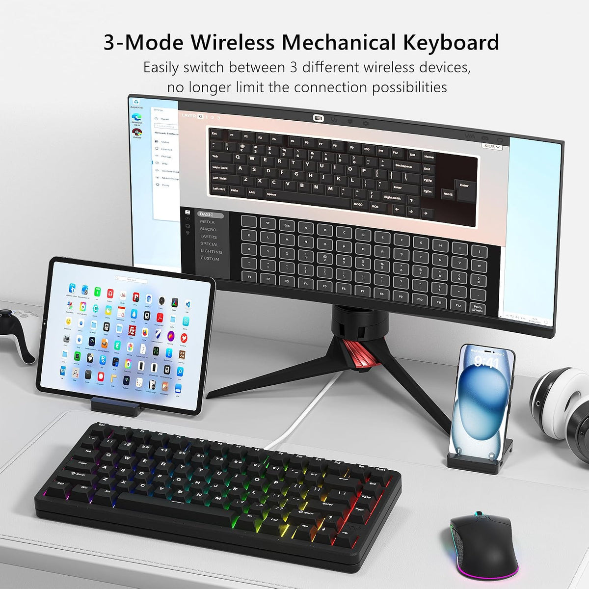 Womier SK75 75% Keyboard Full Aluminum Wireless Mechanical Gaming Keyboard