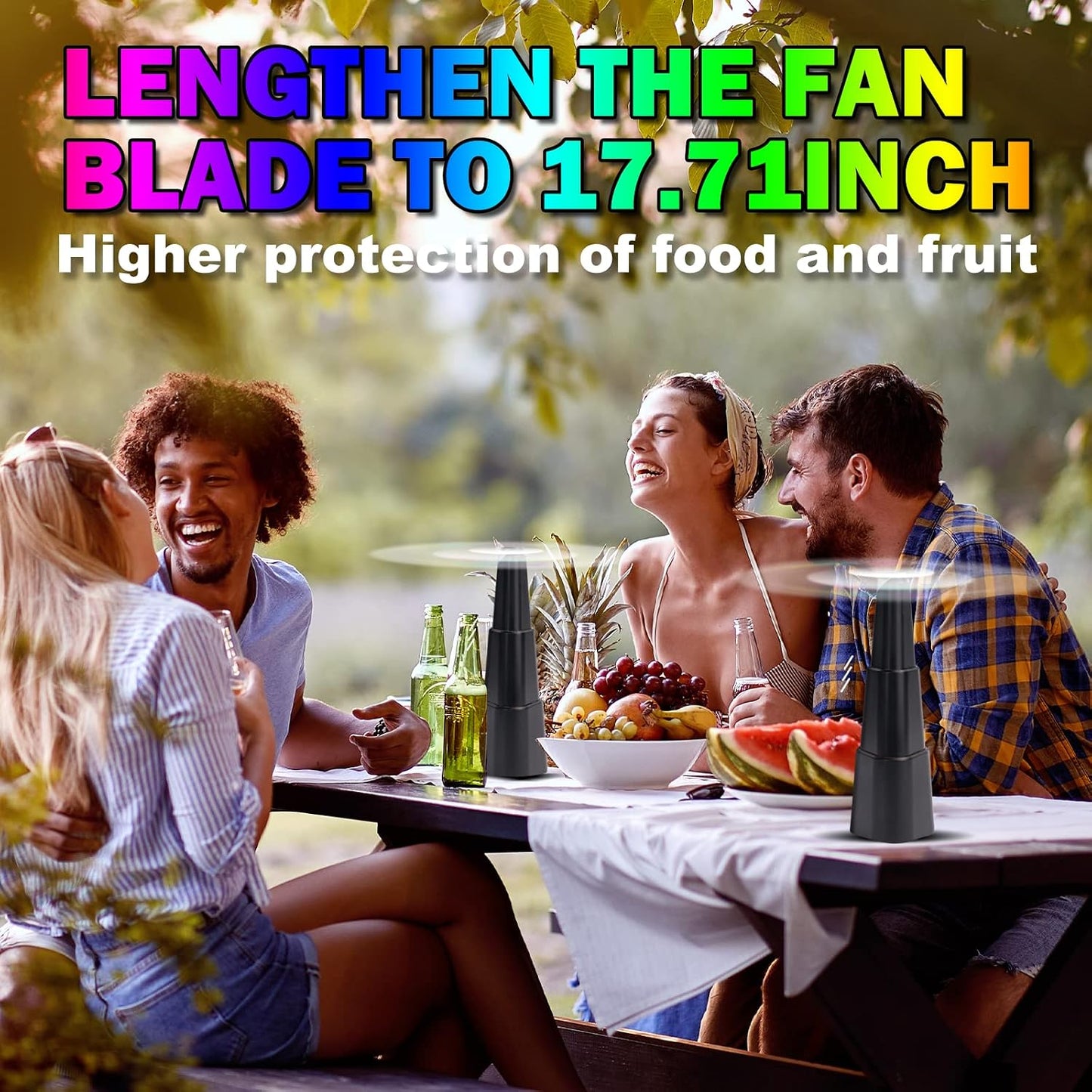 Fly Fans for Tables,Food Indoor Outside,4 Pack Portable Outdoor Picnic Fan,Batteries Powered Table Restaurant, Party, Home,Outdoor Dinner(Black)