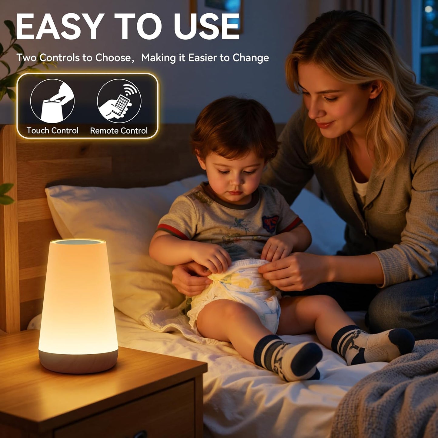 Auxmir Rechargeable Night Light, 13-Color Remote Control Lamp, Dark Brown | touch control, 13 colors, 5 brightness levels, 4 lighting modes, 1/2/4/6-hour auto-off, portable for nursery and camping