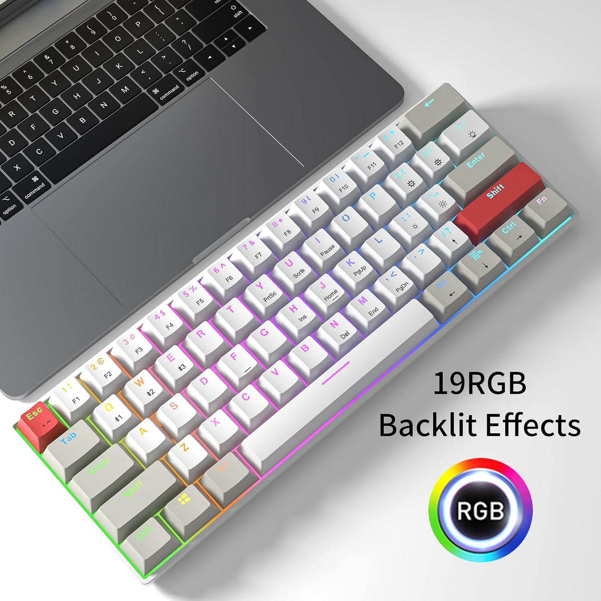Newmen GM610 60% Wireless Mechanical Gaming Keyboard (Linear Red Switch) | 60% Wireless Gaming Mechanical Keyboard,Wired/Bluetooth/2.4G RGB Backlit, Anti-Ghosting Keys,Programmable,Hot-Swappable