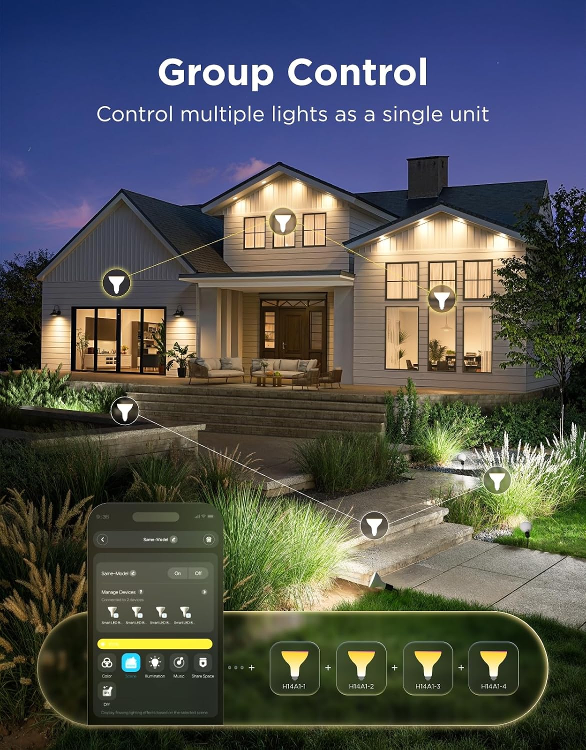 Govee Par38 Flood Light Bulbs, 1300Lm Smart Flood Light Outdoor 2-Pack
