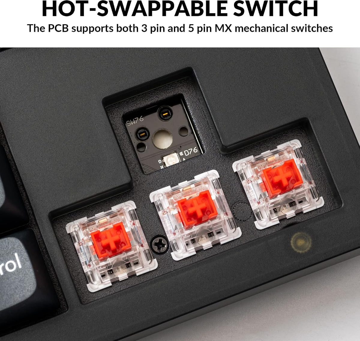 Keychron V3 Wired Custom Mechanical Keyboard, TKL Tenkeyless QMK/VIA Programmable Macro with Hot-swappable Keychron K Pro Red Switch Compatible with Mac Windows Linux (Frosted Black-Translucent)
