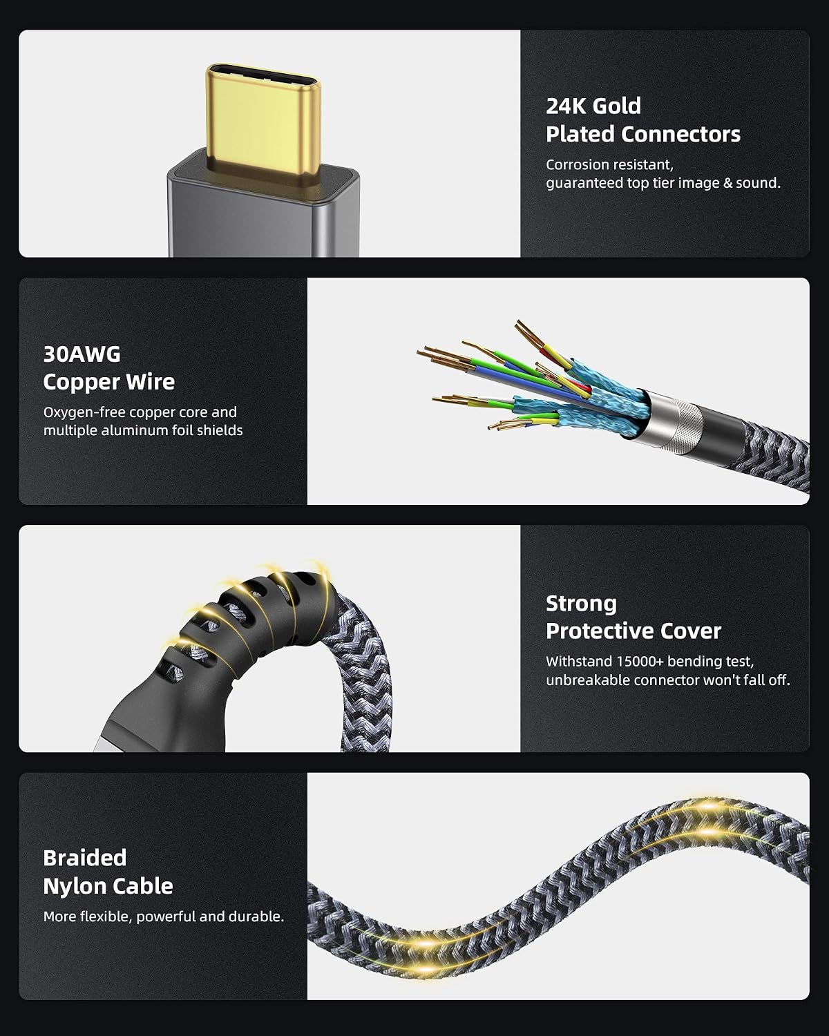 Maxonar 2 Pack Thunderbolt 4 Cable, 40Gbps, 240W, 8K 3.3FT | With 40Gbps Data, 240W Charging, 8K Display; Braided Nylon, 2-pack, Multiple Lengths