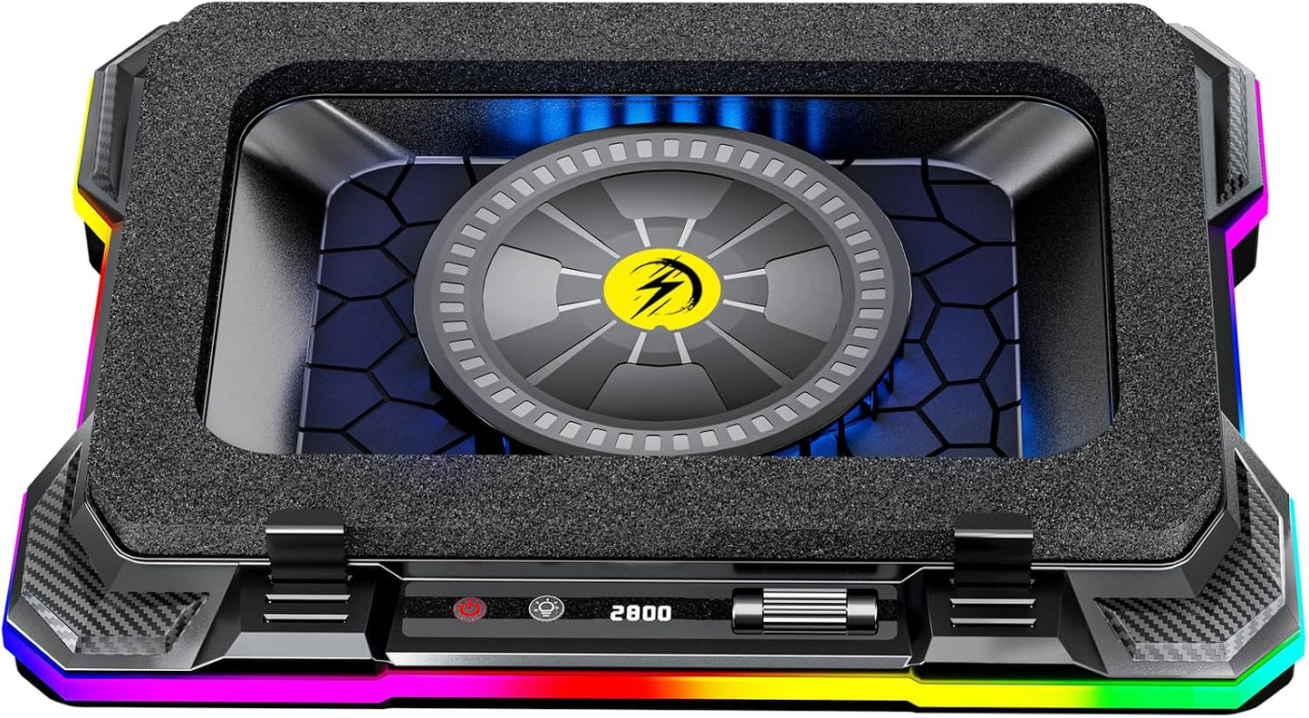 AICHESON Laptop Cooling Stand Gaming RGB Cooler for 15-19 inch Heavy Laptop | Gamer PC Computers Partner Fan with Full RGB Lights, 1 Big Powerful Fan Pull Up Stand Heat Dissipation