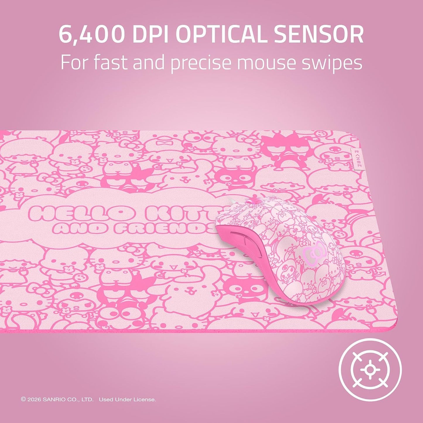 Razer DeathAdder Essential Gaming Mouse, Hello Kitty and Friends Edition | 6400 DPI Optical Sensor, 5 Programmable Buttons, Mechanical Switches, Rubber Side Grips