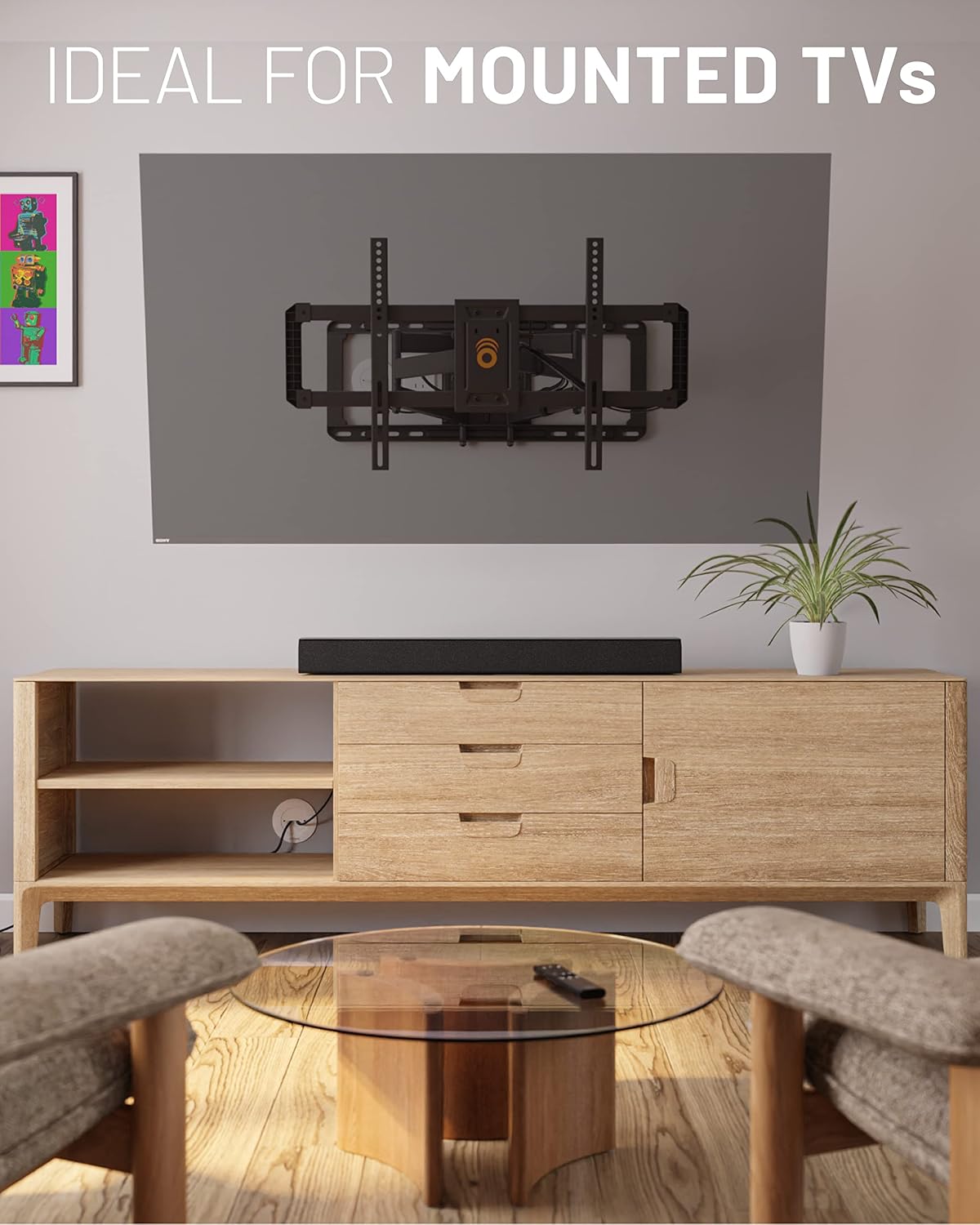ECHOGEAR TV Cord Hider for Wall Mounted TV - White Cable Management Kit Hides TV Wires Behind The Wall- Includes 2 Pass Throughs, Locking Brackets, and Hole Saw Drill Attachment for Easy Install