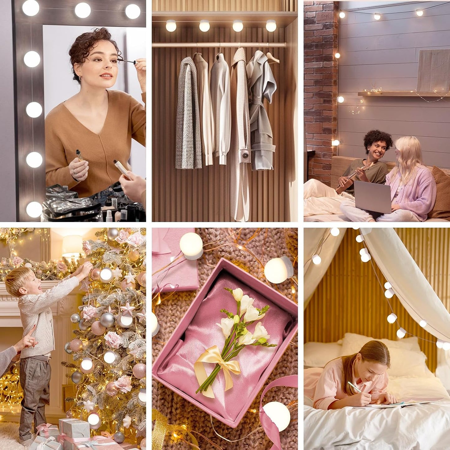 Consciot LED Vanity Lights for Mirror, Hollywood Style 10 Dimmable Bulbs | Adjustable Color & Brightness, USB Cable, Mirror Lights Stick on for Makeup Table Dressing Room Mirror
