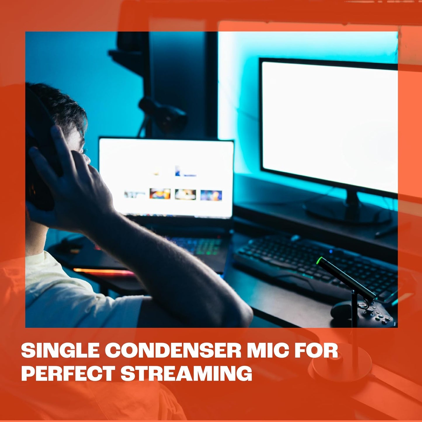 JBL Quantum Stream Talk - Recording and Gaming. - Black | Single condenser microphone for perfect streaming, Single voice pick-up pattern, One-press mute button