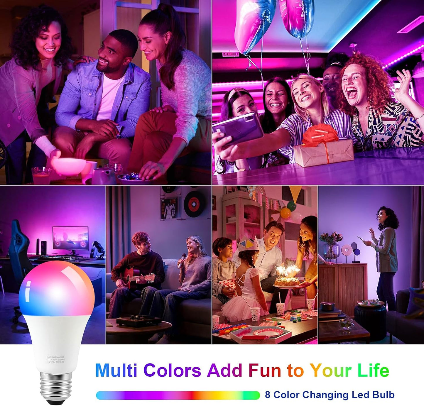 64'' Floor Lamps for Living Room with Remote Control and RGB + Stepless Dimmable Colors Temperature & Brightness, 9W Smart Bulb Included(White Shade & Black Pole)