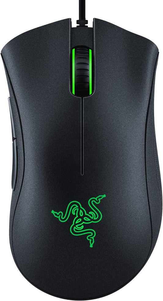 Razer DeathAdder Essential Ergonomic Wired Gaming Mouse, Black | 6400 DPI Optical Sensor, 5 Programmable Buttons, Rubber Side Grips, Mechanical Mouse Switches