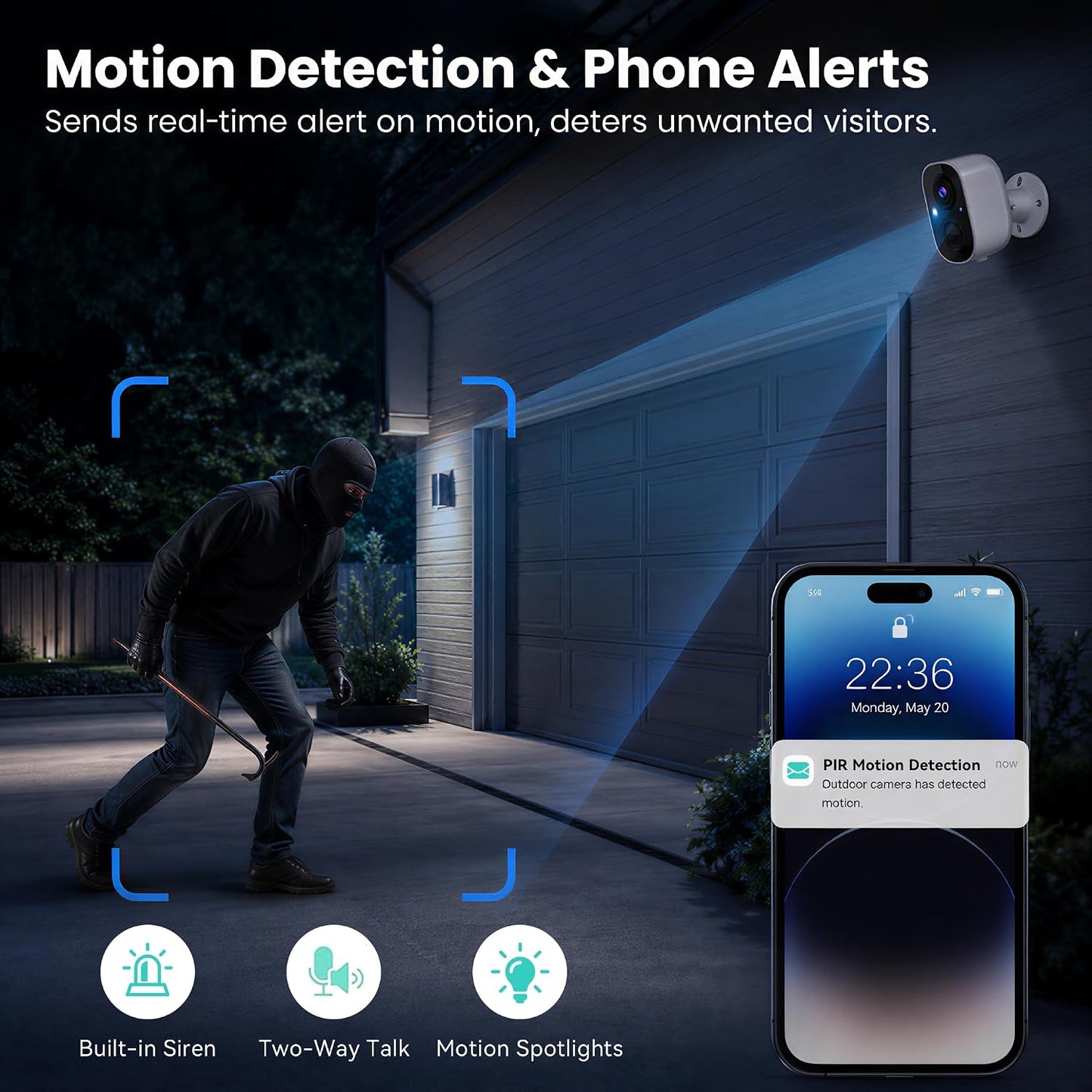 2K Security Cameras Wireless Indoor/Outdoor,WiFi Cameras for home security | FHD WIFI Cameras,Color Night Vision,Motion Detection,2-Way Audio,IP65 Weatherproof,Cloud/SD Storage,(2.4GHz Only),2Pack