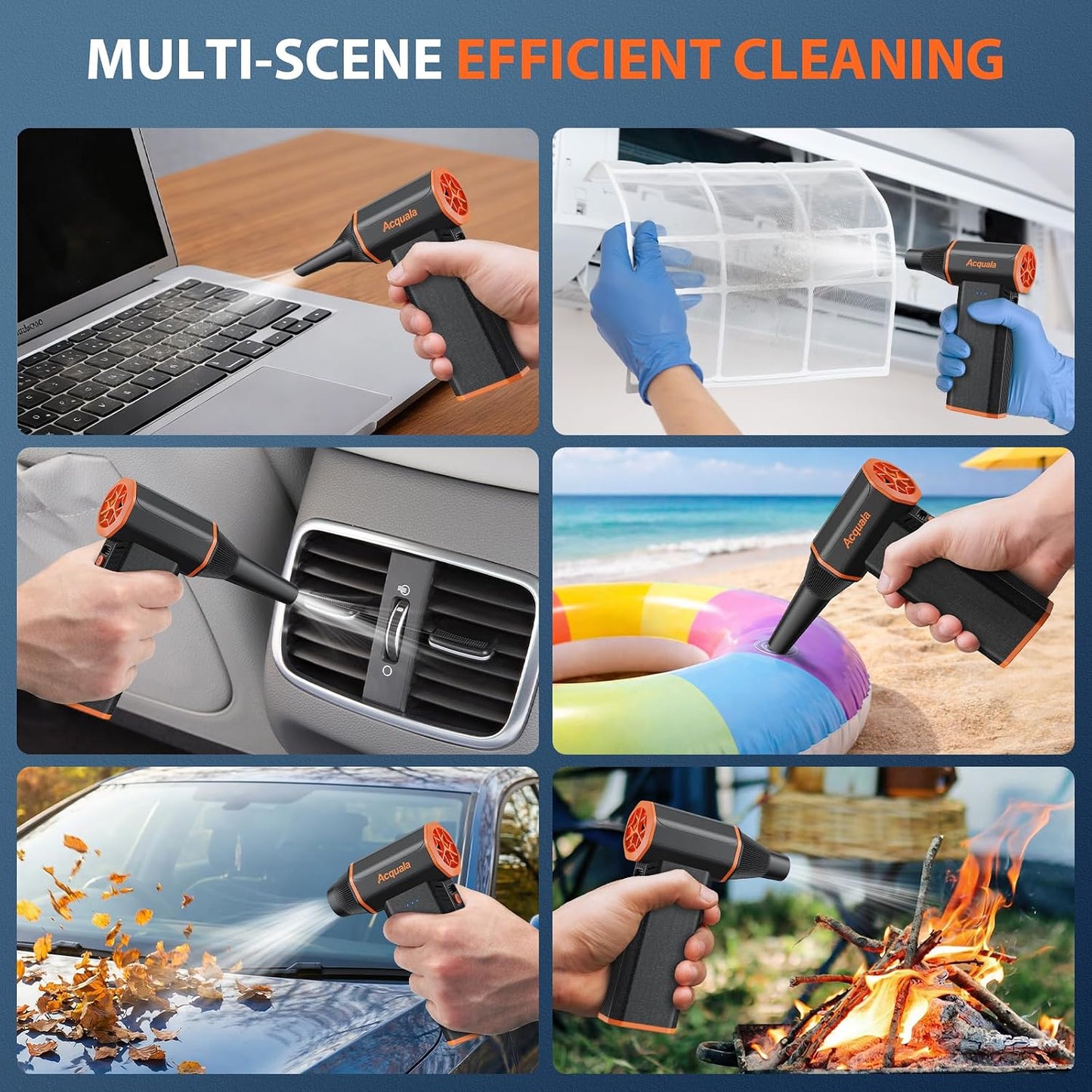 Compressed Air Duster, 160000RPM Ultra Powerful Electric Air Duster, 3-Speed Adjustable Air Blower, Rechargeable Cordless Mini Blower for Keyboard, Computer, Electronics, Car, Home & Outdoor Cleaning