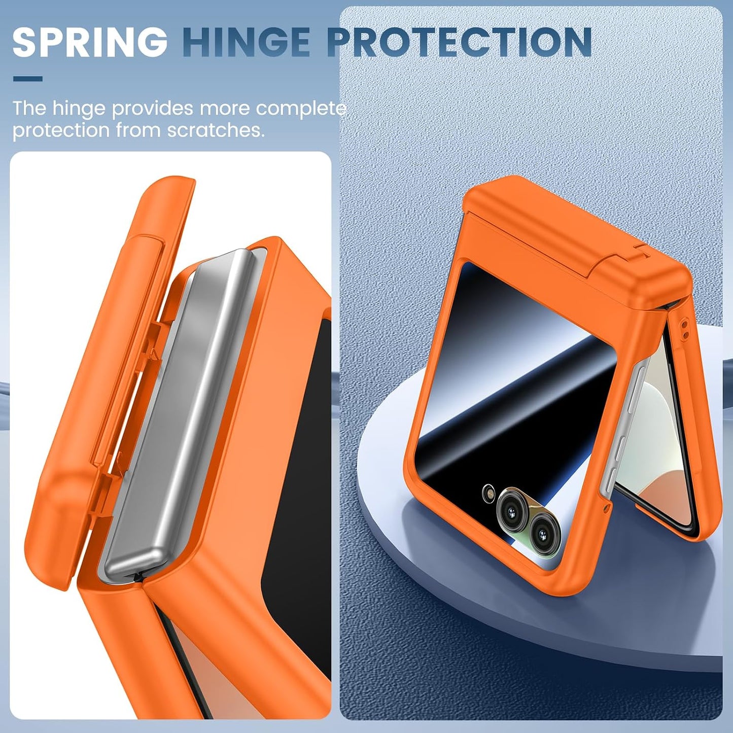 VEGO for Motorola Razr 2026/2025/2024 Case, Compatible with MagSafe Orange | Hinge Protection & Kickstand & Privacy Screen Protector, Magnetic Slim Hard PC Protective Cover for Moto Razr 2026 - Orange