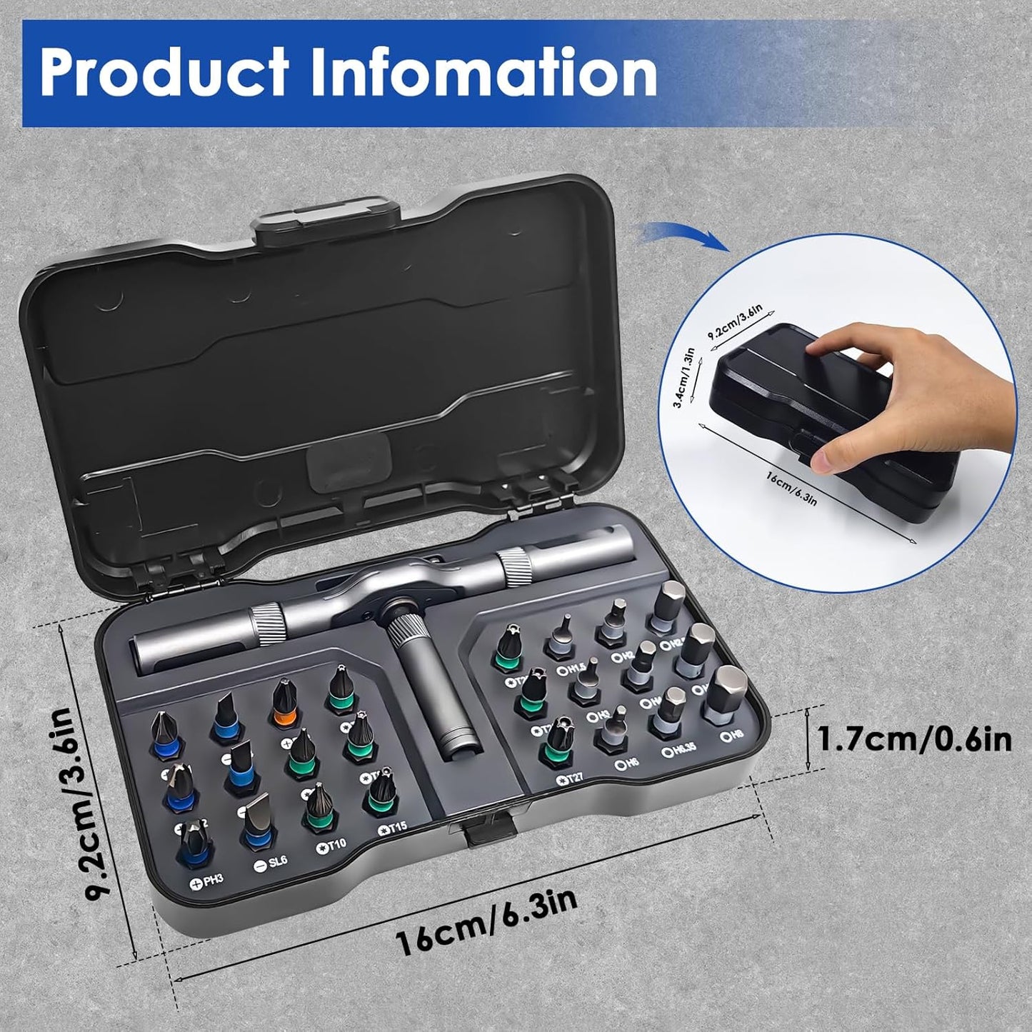 24 in 1 Magnetic Ratchet Screwdriver Set, Multi Precision Repair Tool Kits | Detachable Handle & Multi Bits, Portable DIY Hand Tool Kit for Gifts, Computer, Bicycle, Furniture, Electronics