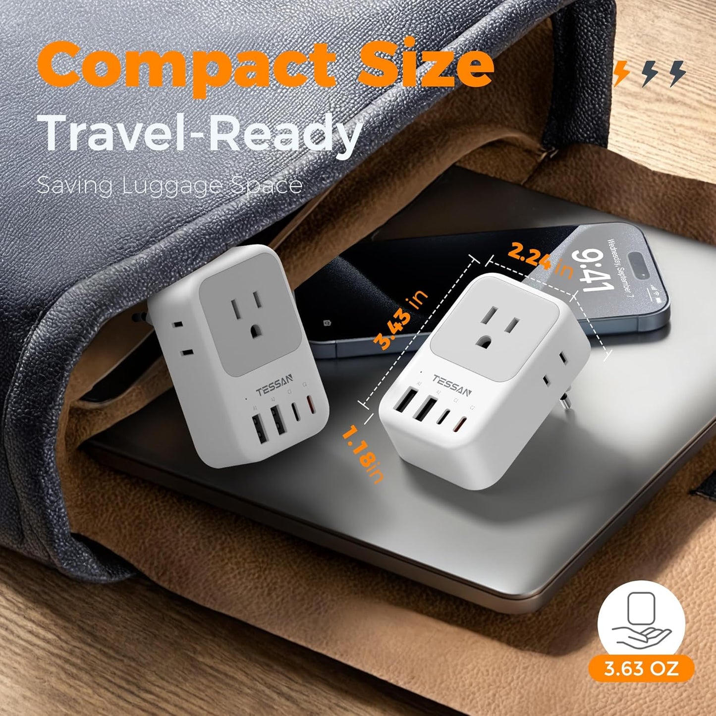 TESSAN European Travel Plug Adapter 2 Pack, PD 20W Adapter for Europe Plug | 4 AC Outlets, 4 USB (2 USB C), Type C Adaptor, US to Europe, Italy, Spain, France, Portugal, Greece, Iceland, Germany