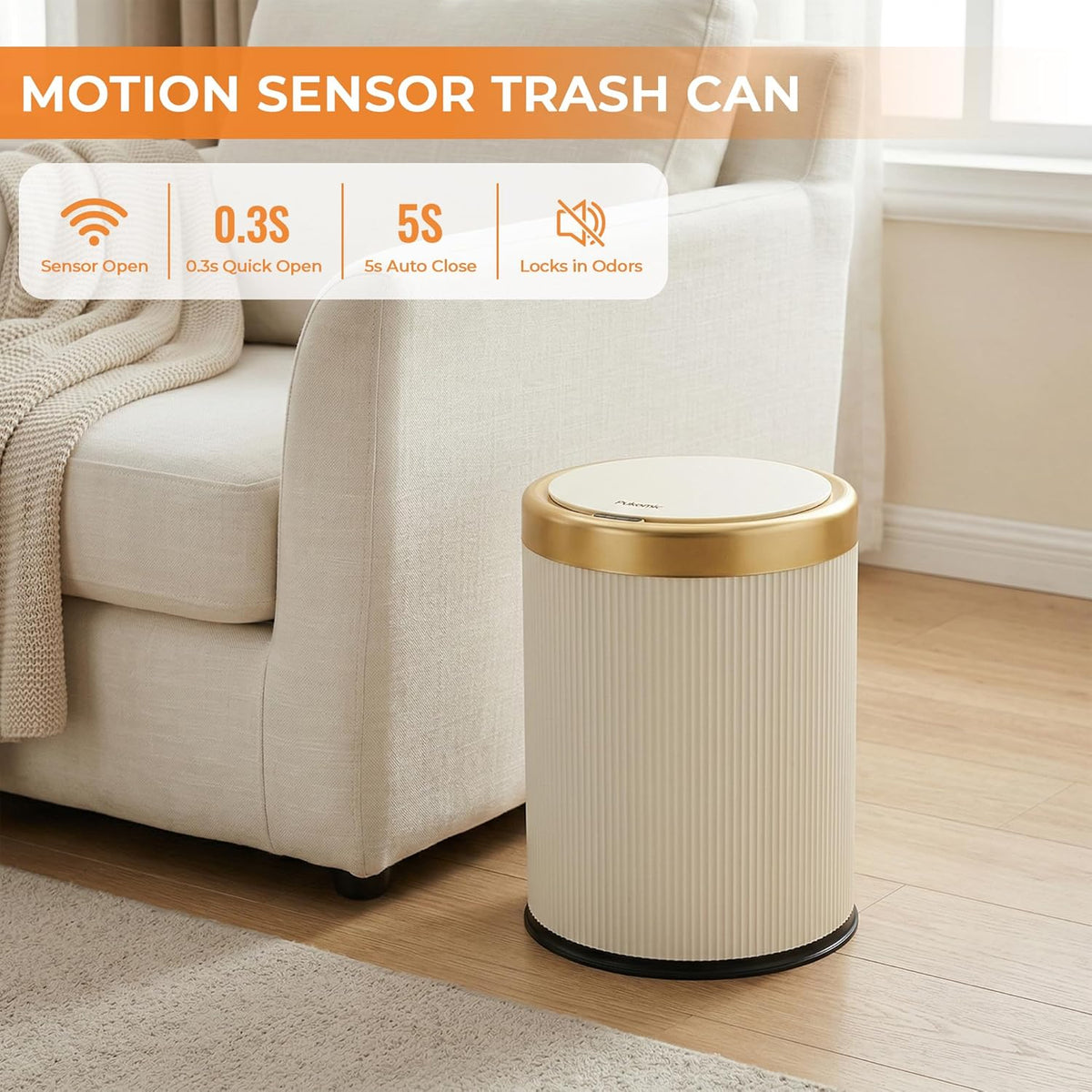 Pukomc Automatic Motion Sensor Trash Can with Lid
