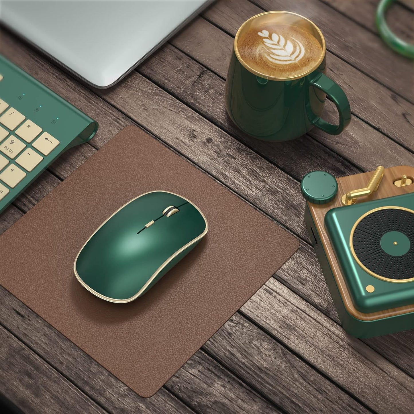 JOYACCESS 2.4G Slim Wireless Silent Mouse, Portable Wireless Computer Mouse with 5 Adjustable DPI Levels, USB Mice for Desktop, Notebook, MacBook, Chromebook, PC (Green)