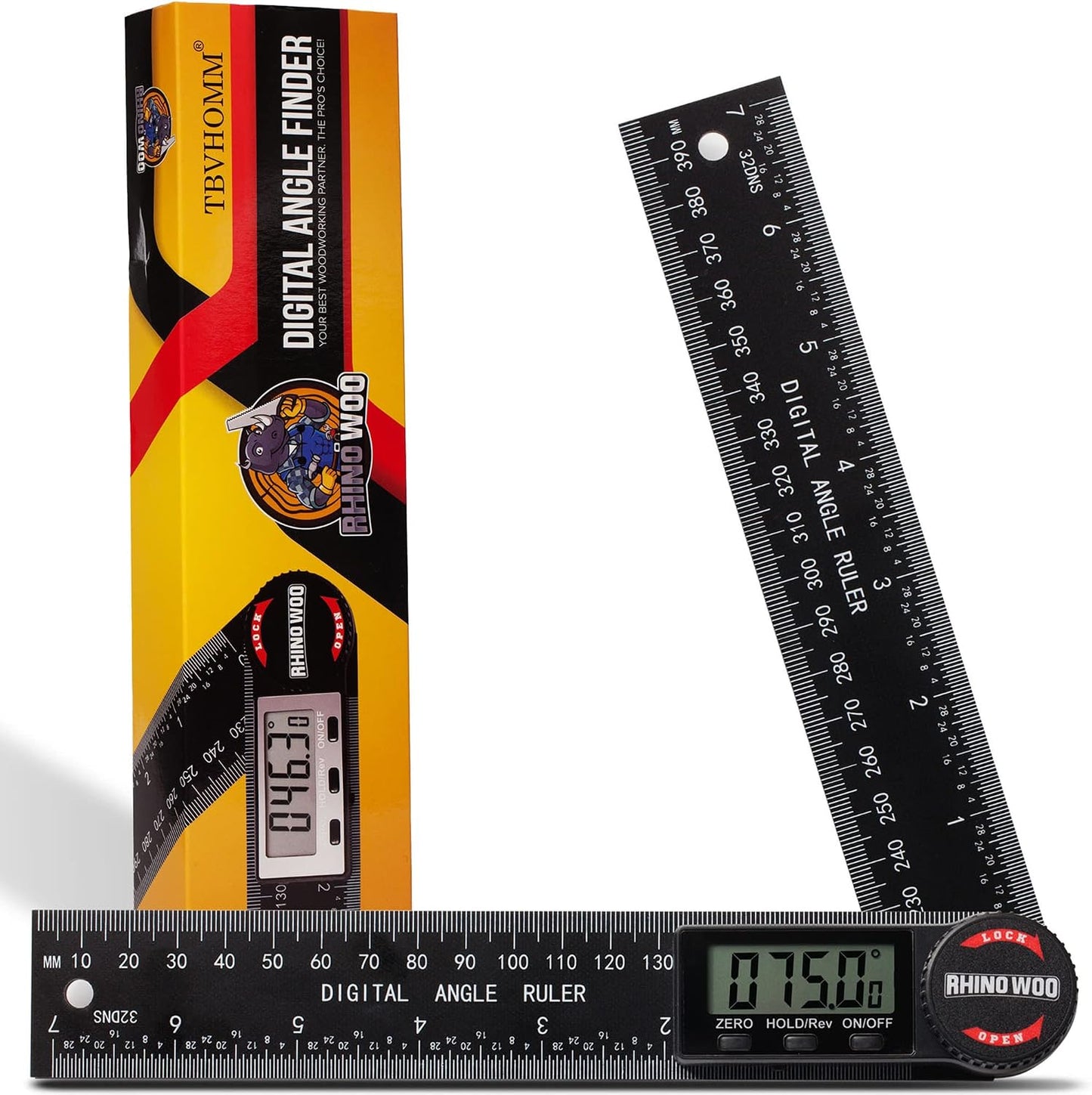 Digital Angle Finder Protractor, Angle Measuring Tool for Woodworking/Carpenter/Construction/Handmade Measurement，Angle Finder Ruler with 7inch/200mm(2 Batteries Included) (Enhanced ABS)