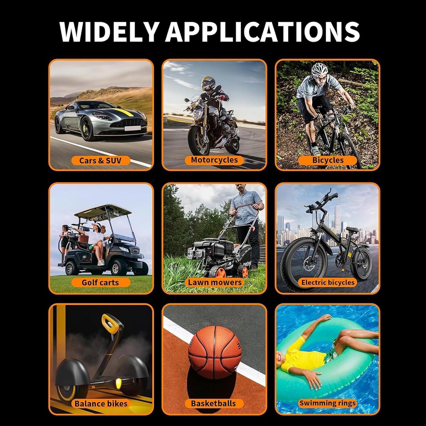 Tire Inflator, Portable Bike Pump 150 PSI with Pressure Gauge | Cordless Air Pump, Portable Air Compressor, Auto Shut Off, Car Tires, Bike Tires, Motorcycle, E-Bike, Sports Balls