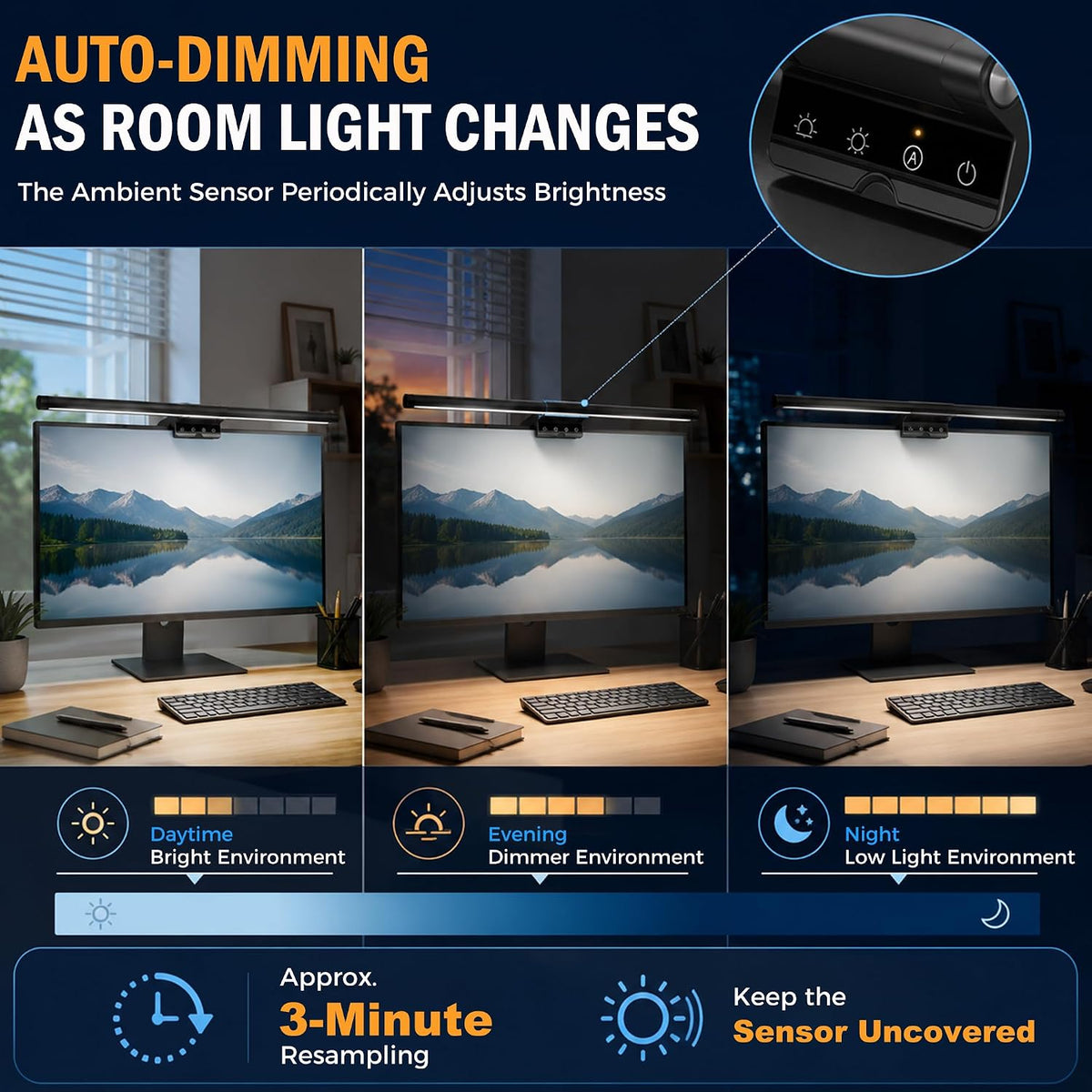 15.8" Monitor Light Bar, No-Glare Asymmetric Desk Screen Lamp