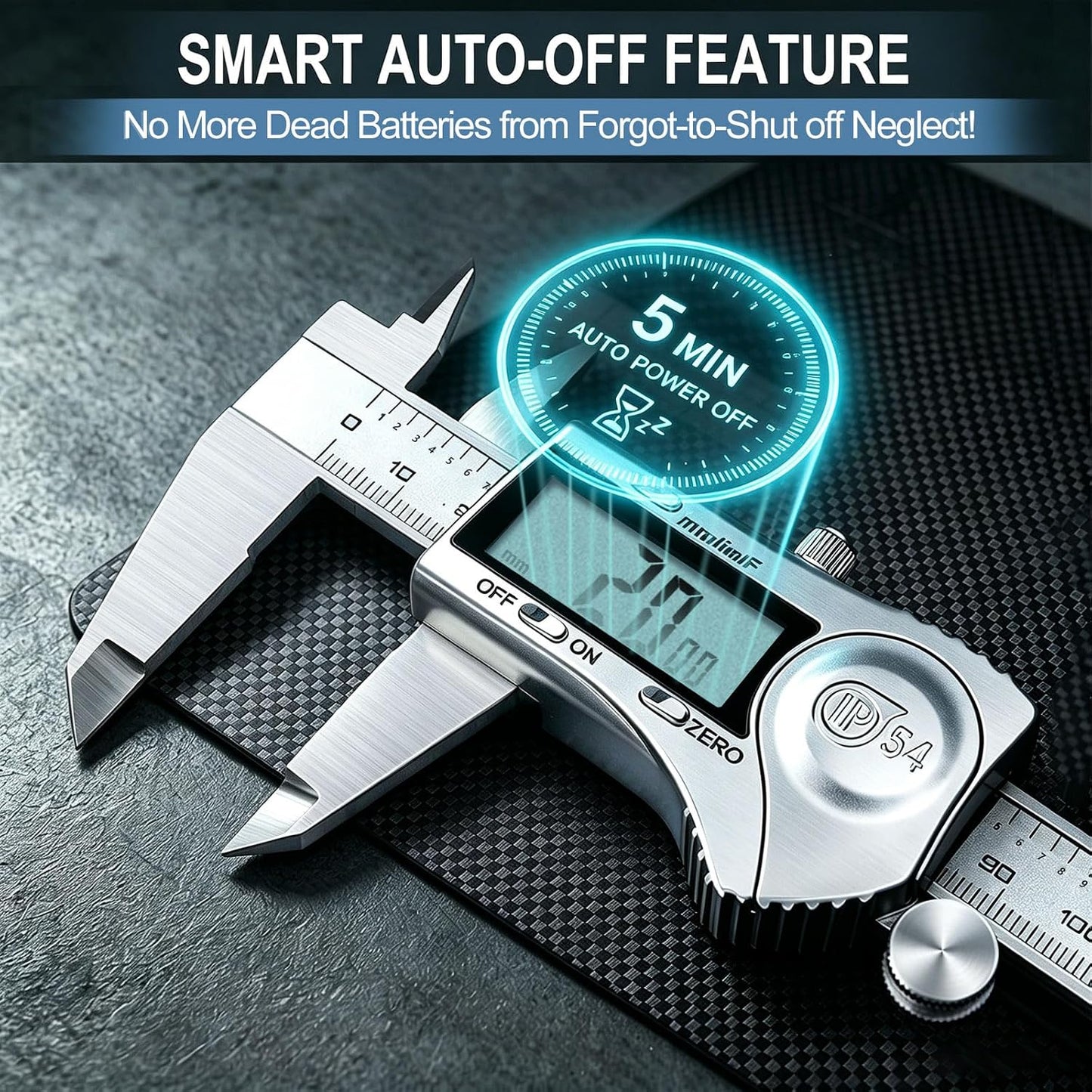 Kynup Digital Caliper, Caliper Measuring Tool, Stainless Steel Micrometer | 6 Inch Dial Vernier Caliper Tool, Inch/Metric/Fraction Conversion, Auto-Off & IP54 Splash Proof for DIY & Industrial Use