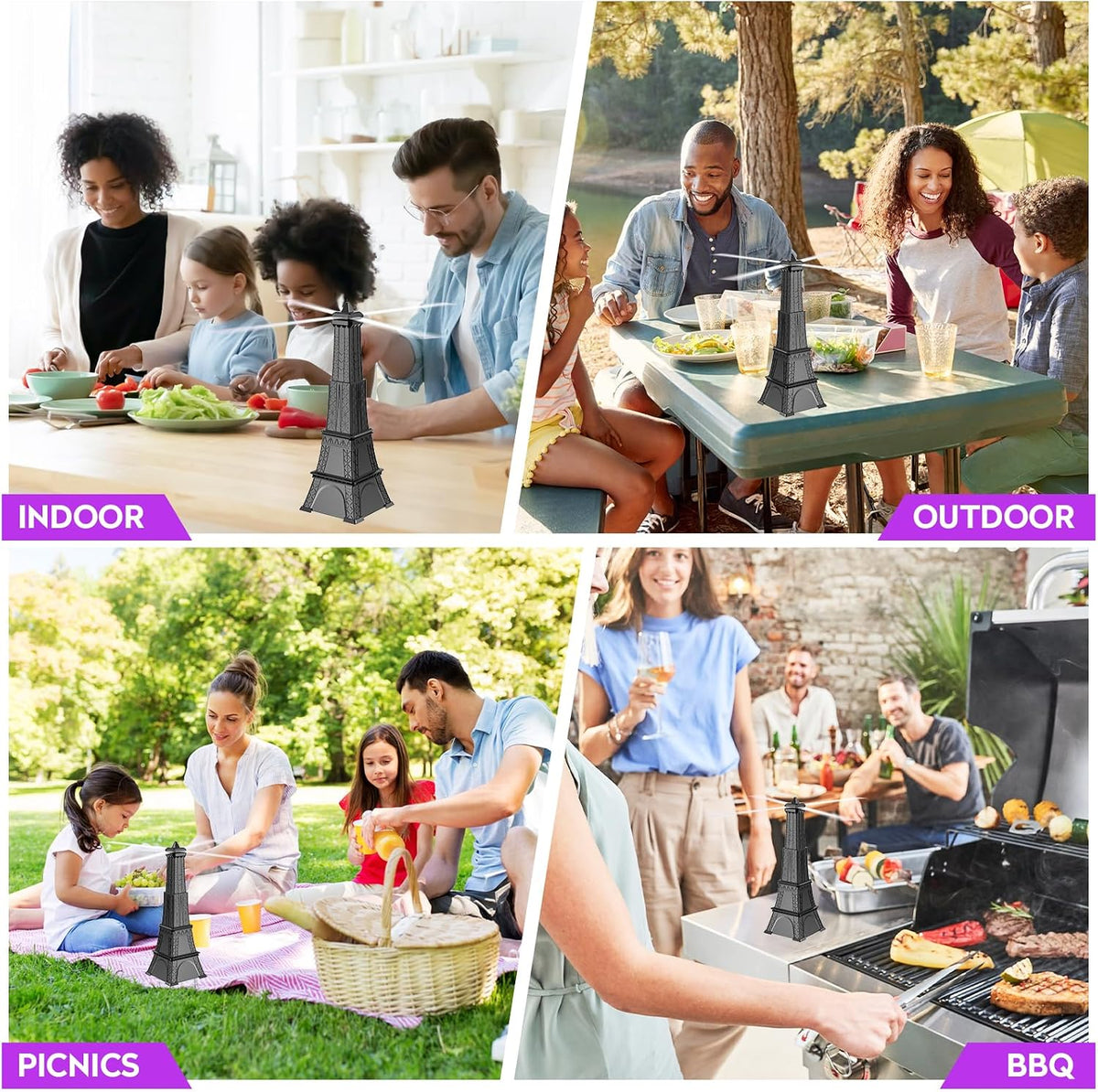 Fly Fans for Tables, Fly Repellent Fan Keep Flies Away, Battery Powered Bug Fans with Holographic Blades for Picnic, BBQ, Restaurant, Party and Kitchen, Indoor and Outdoor 4 Pack