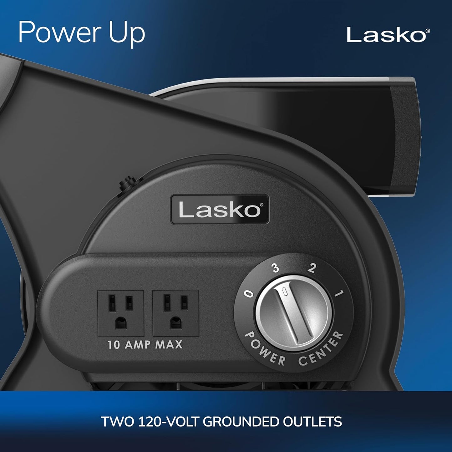 Lasko Pivoting High Velocity Portable Utility Fan - 12" - U12104 - Black | Adjustable Air Mover Blower Fan for Bedroom, Office Desk, Garage, and Home, With 2 Outlets 120V, 3 Speeds